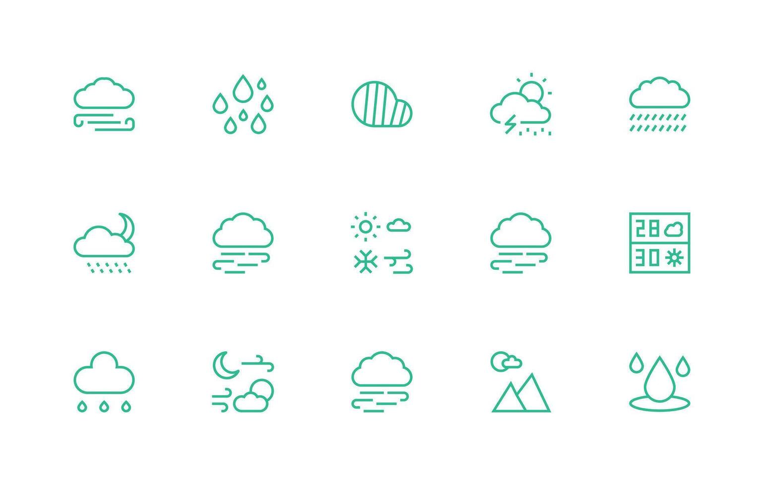 Cloudy Visual Pack containing 15 Regular Line Icons Interface Icons for Daily Use vector