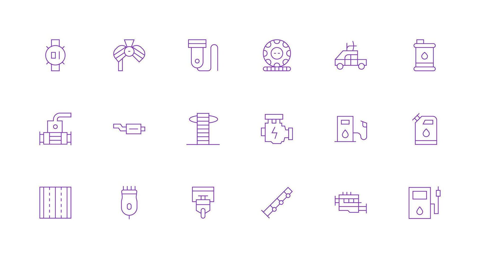 Minimal Line Icons from Motor Set with 18 Vectors Flat Icon Set