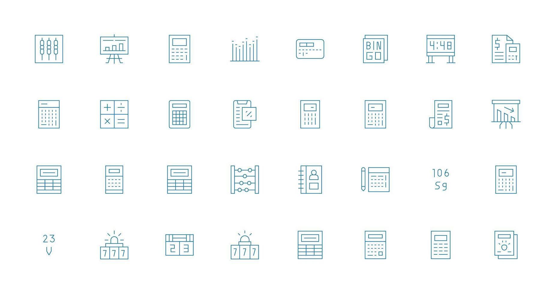 32 Thin Line Vectors for Numbers Theme Fully Editable Icon Set for Web