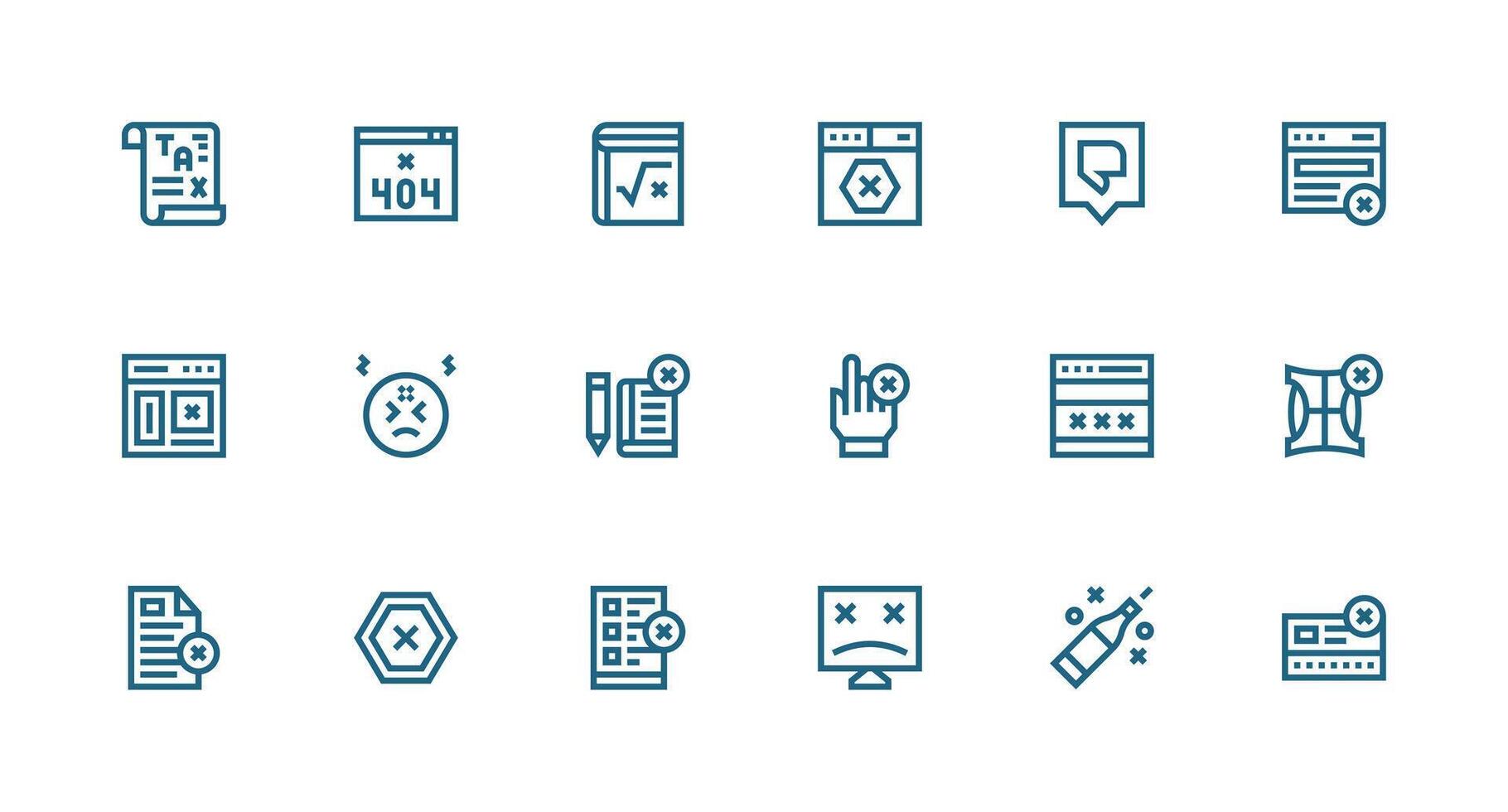 Incorrect Icon Collection with 18 Strong Stroke Line Designs Well-Structured Icons for Creative Use vector