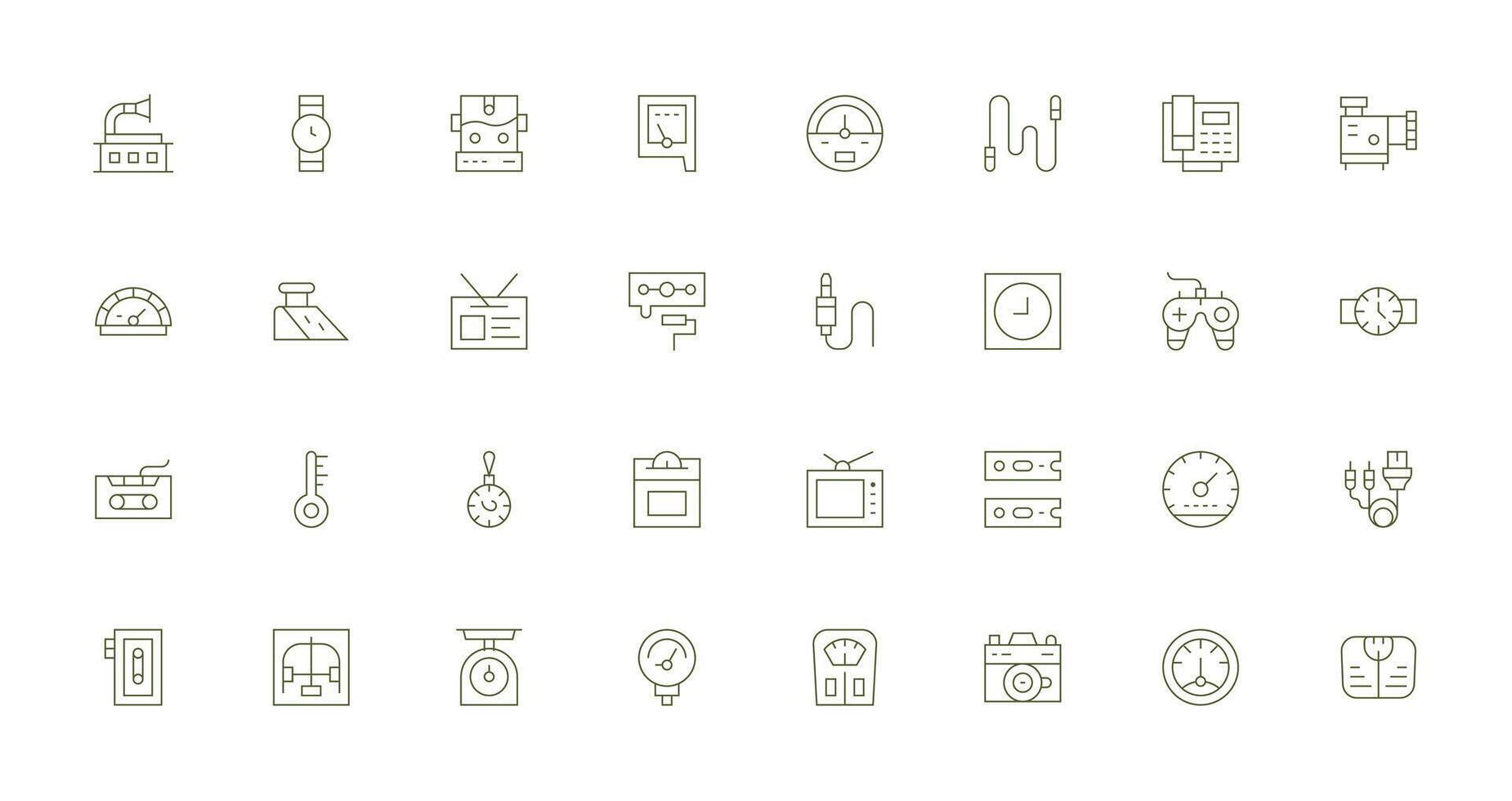 32 Thin Line Designs for Analog Icons High-Resolution Icons for Any Platform vector