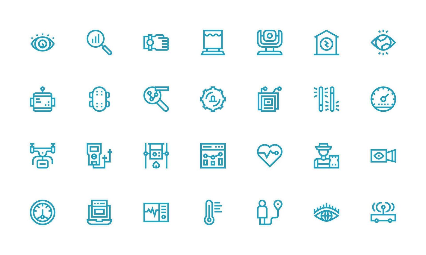Monitoring Icon Set with 28 Bold Line Graphics Modern Line and Glyph Icon Series vector