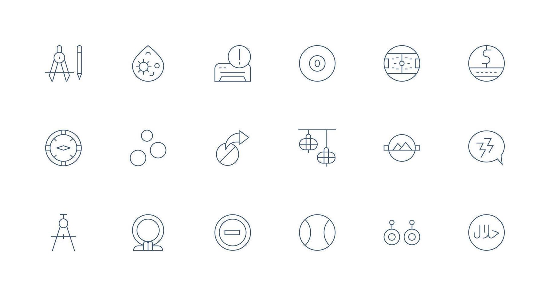 Minimal Line Style Circle Icons with 18 Vectors Interface Icon Collection for Daily Projects