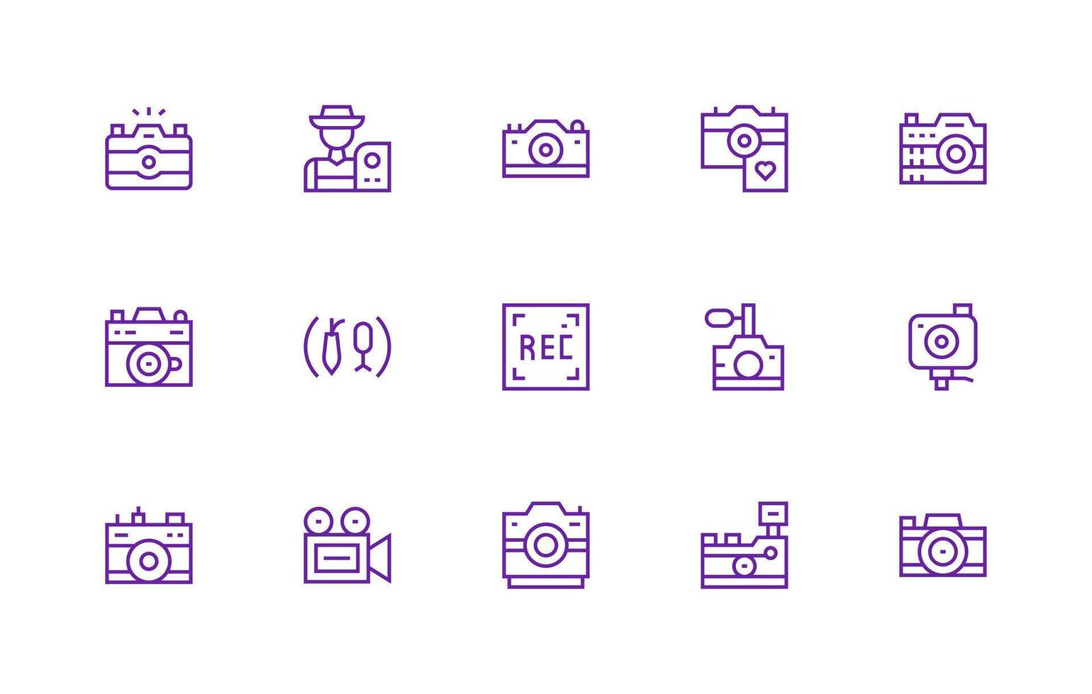 Capture Set with 15 Regular Line Icons Scalable Icons for Cross-Platform Interfaces vector