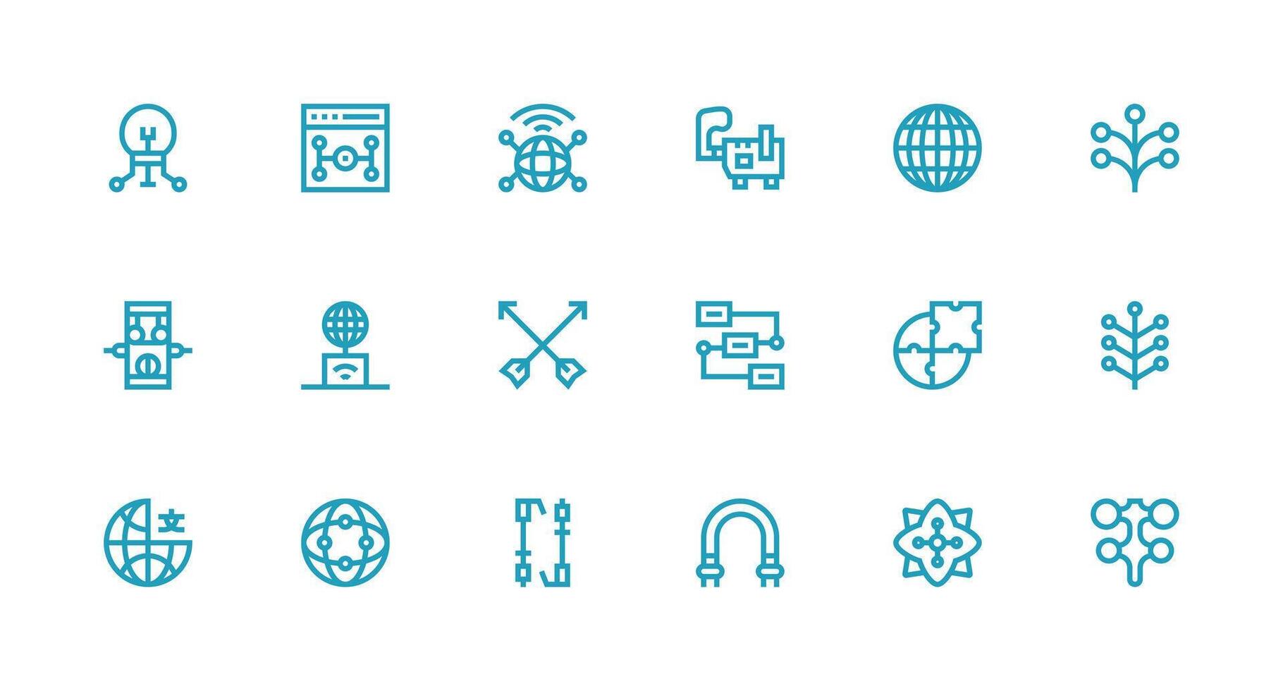 18 Icons for Connection Point in Strong Stroke Line Format Outline Icon Pack vector