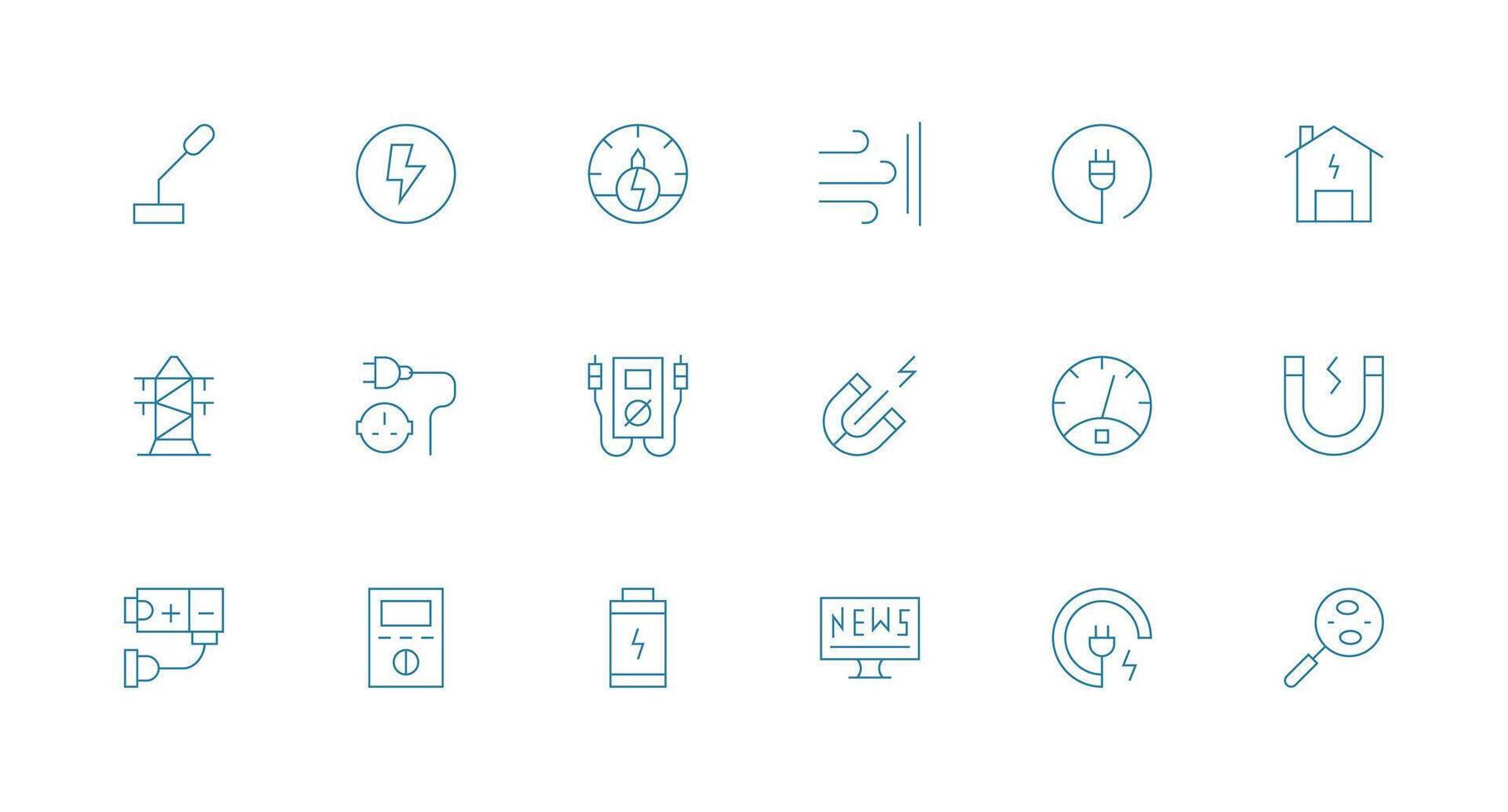 18 Icons for Current in Minimal Line Format Design Icon Pack vector