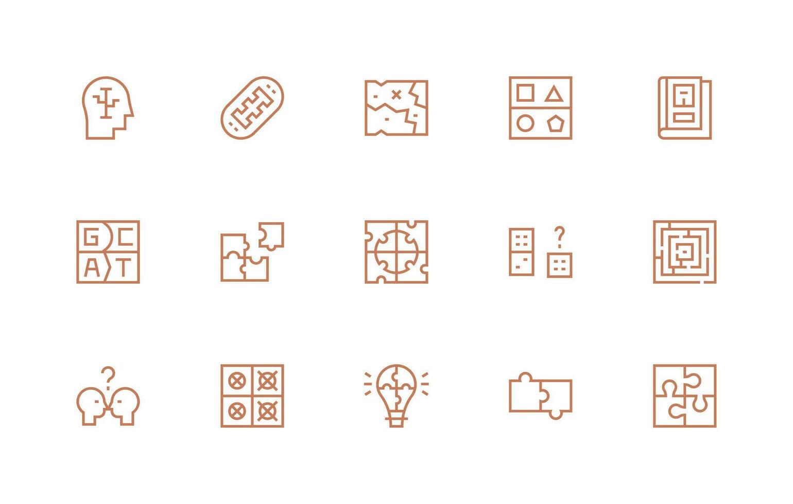 Puzzle Icon Set with 15 Regular Line Graphics Pixel Perfect Icon Set vector