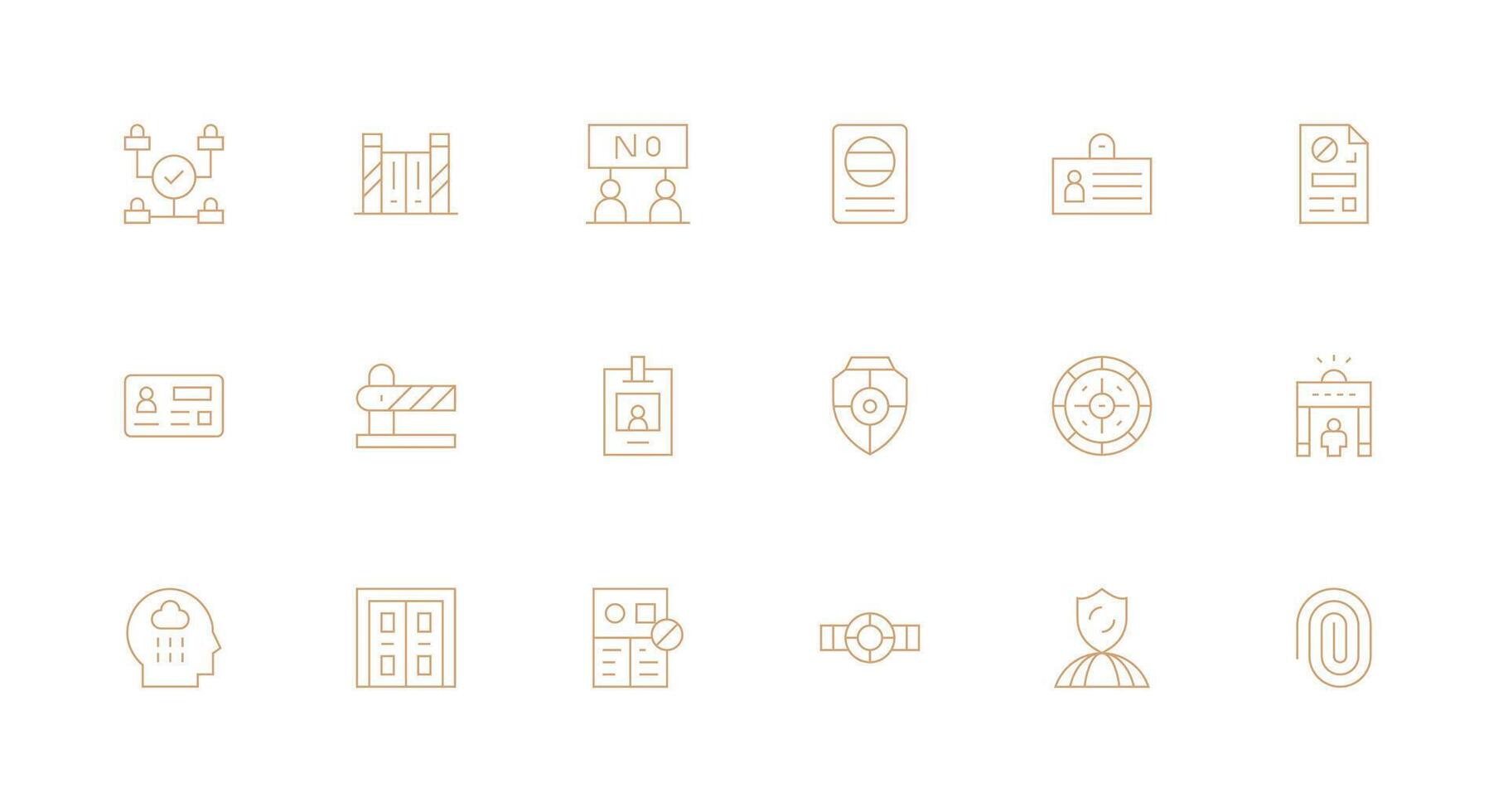 Access Control Set with 18 Minimal Line Icons Essential Icons for Rapid UI Building vector