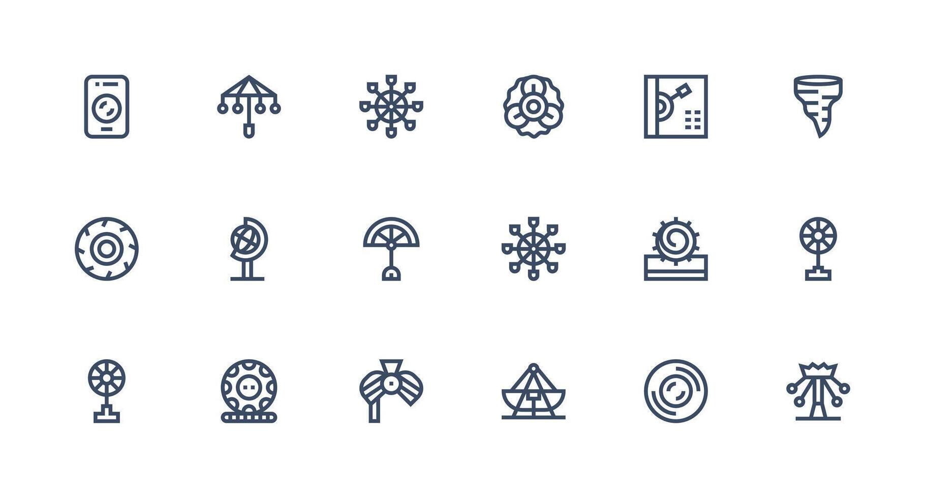 18 Strong Stroke Line Style Icons from Rotating Collection Icon Set for Apps vector