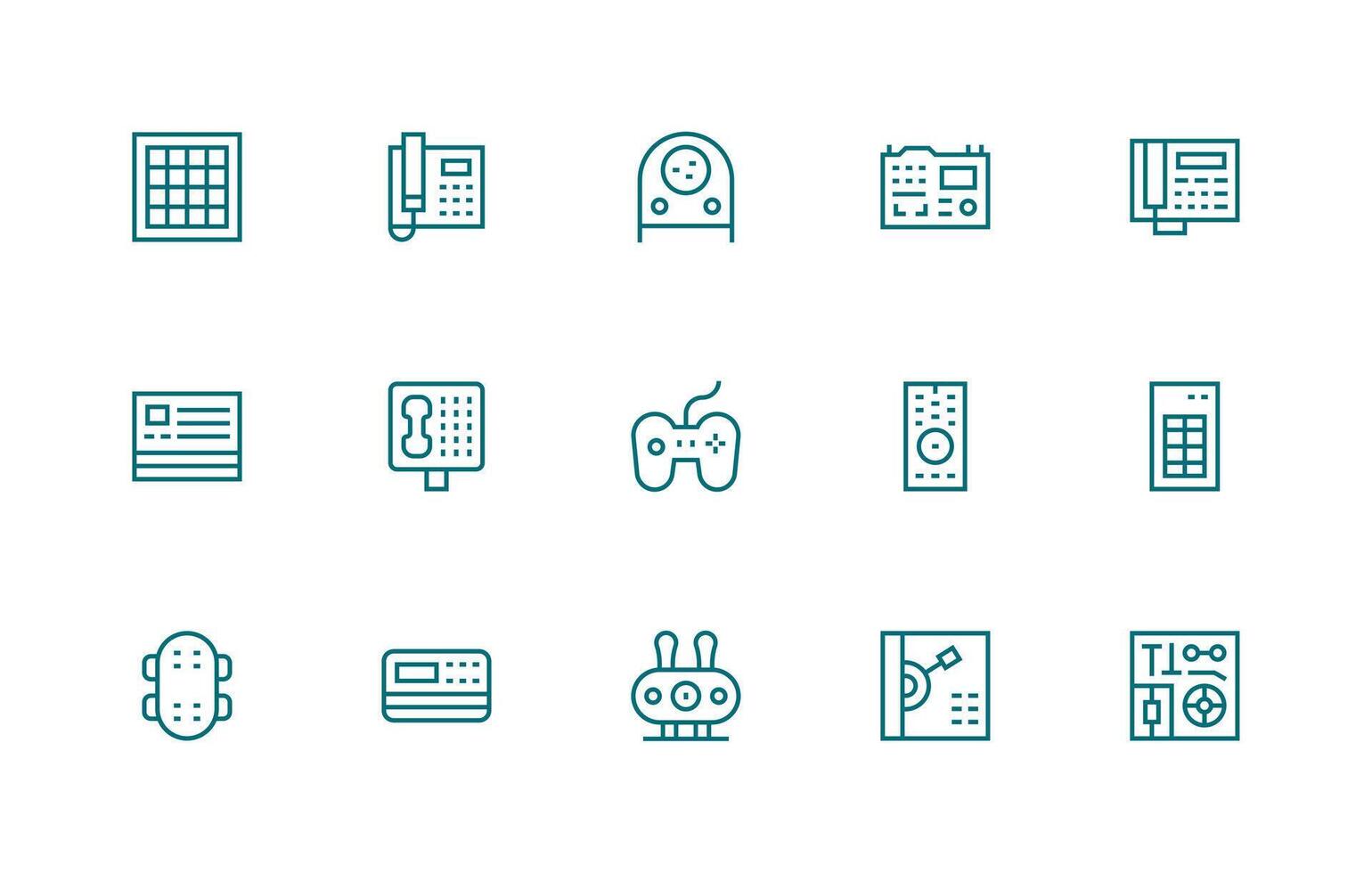 15 Regular Line Icons for Buttons Graphics Clean Set for Layout Prototypes vector