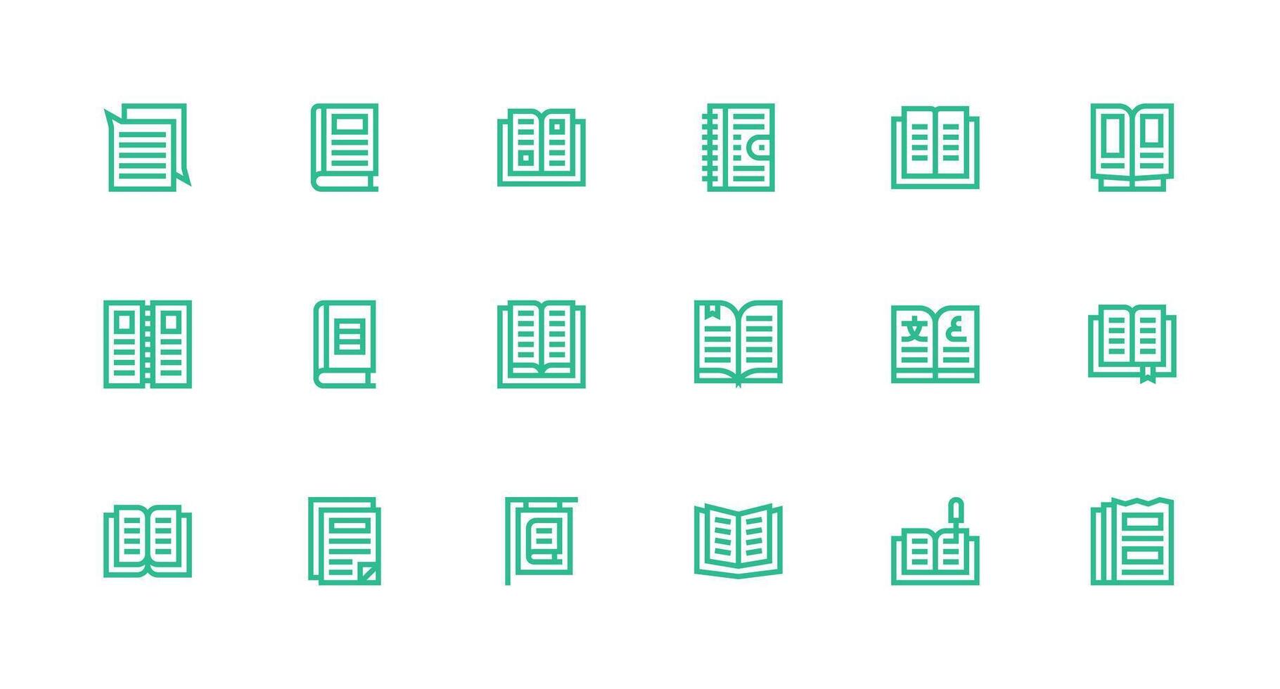 Pages Set with 18 Strong Stroke Line Icons Fully Editable Icon Set for Web vector