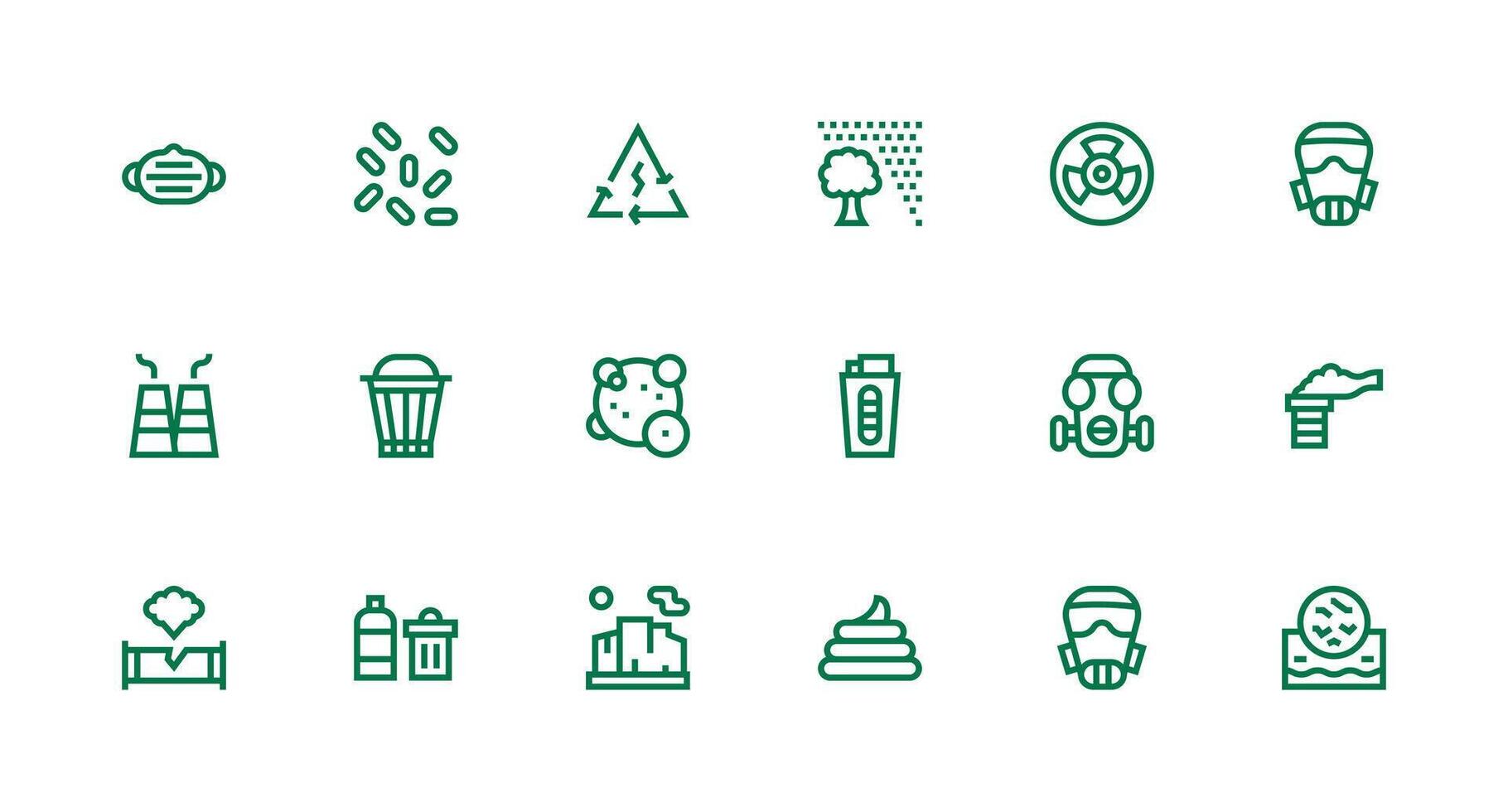 Pollution Visual Pack containing 18 Strong Stroke Line Icons Icon Set for Web vector