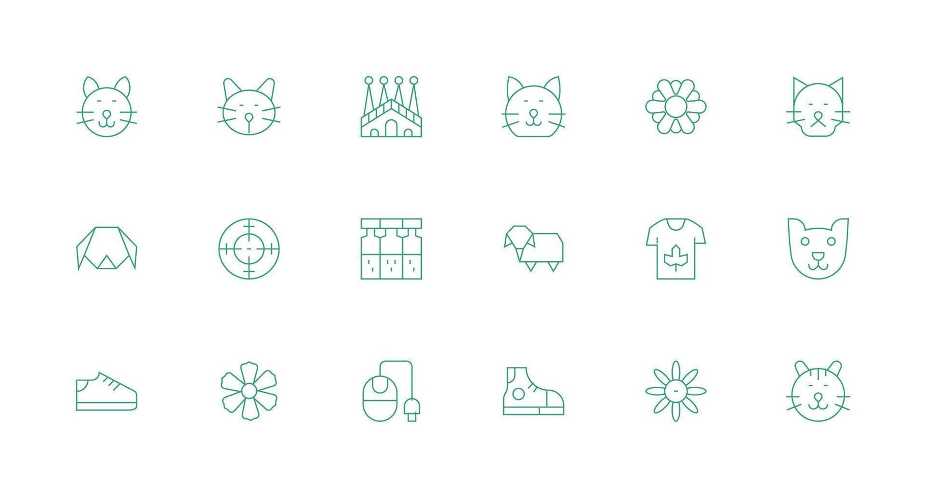Icon Graphic Icon Set with 18 Minimal Line Graphics Icon Set for Projects vector