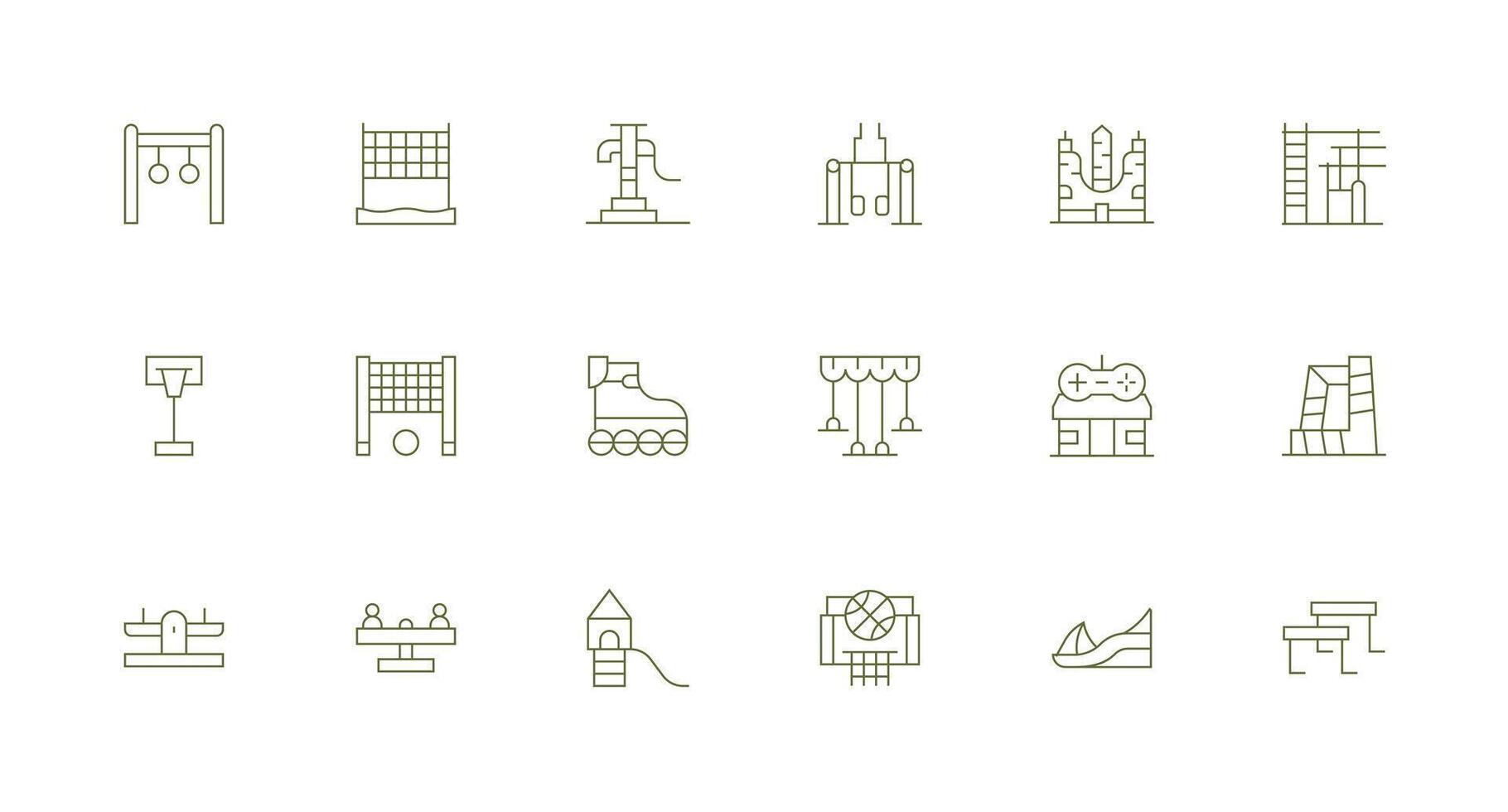 18 Icons for Playground in Minimal Line Format Modern Line and Glyph Icon Series vector