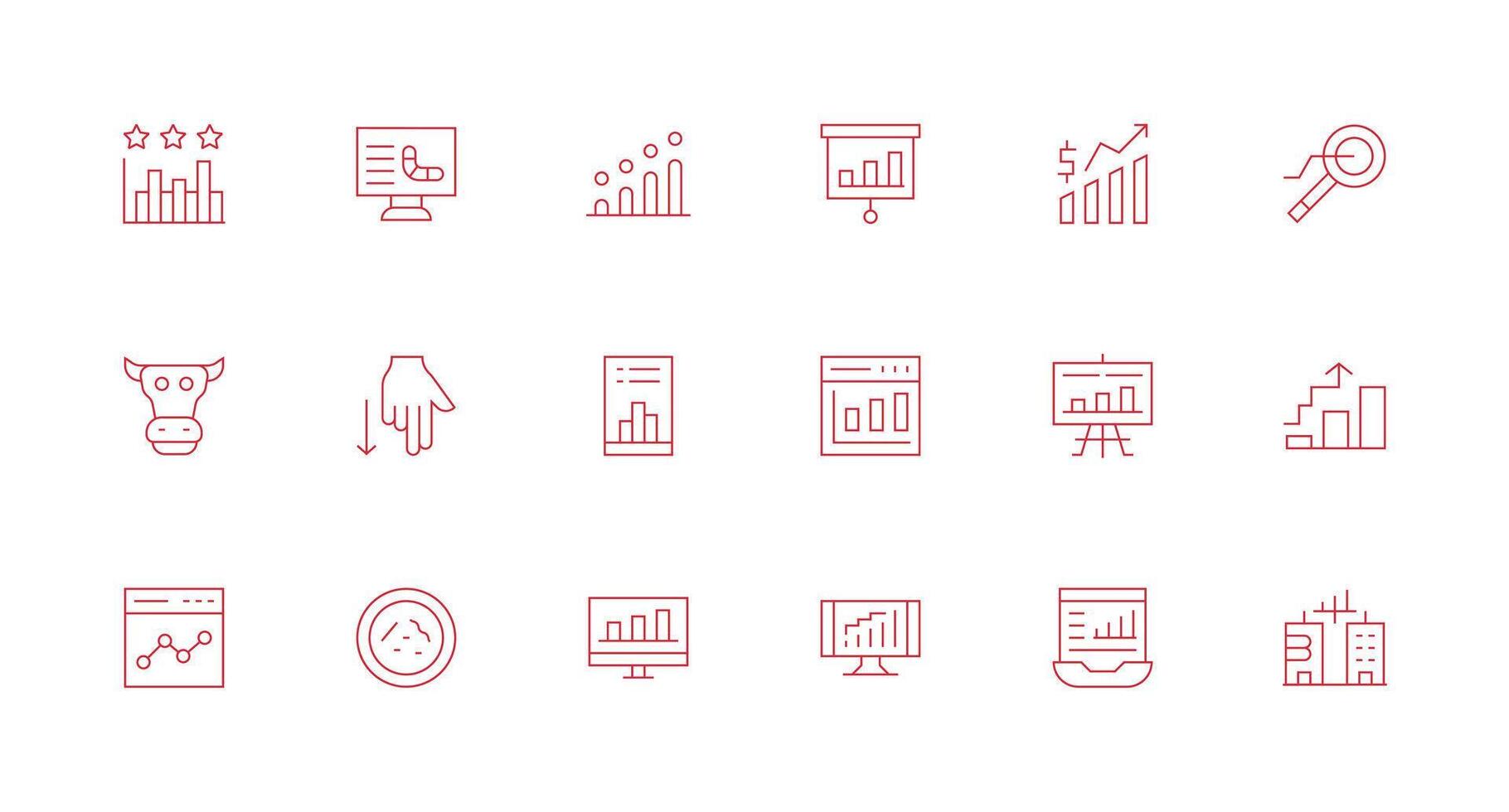 Trend featuring 18 Icons in Minimal Line Design Icon Set for Projects vector