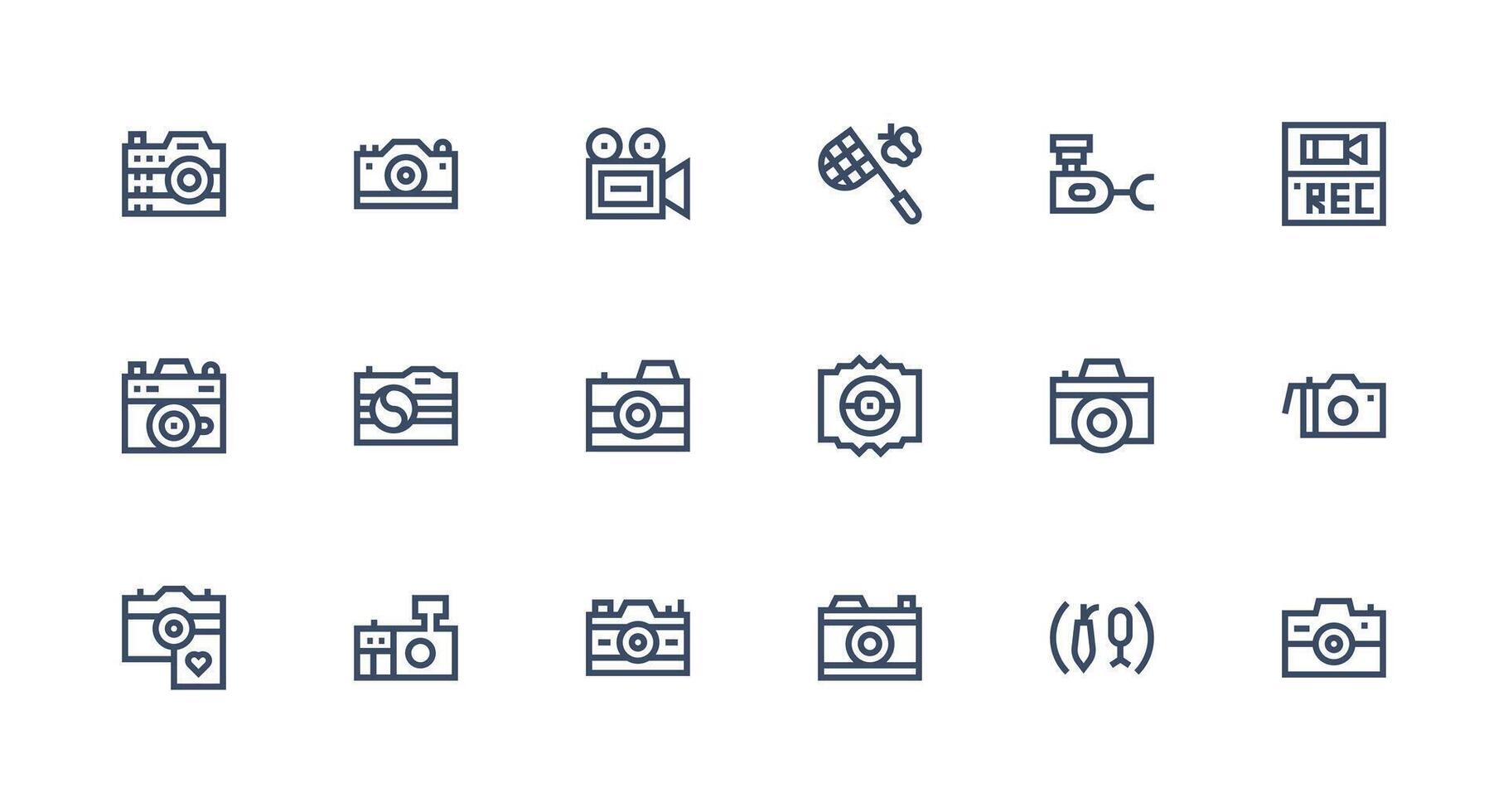 Capture Icon Set with 18 Strong Stroke Line Graphics Neat Icon Set vector