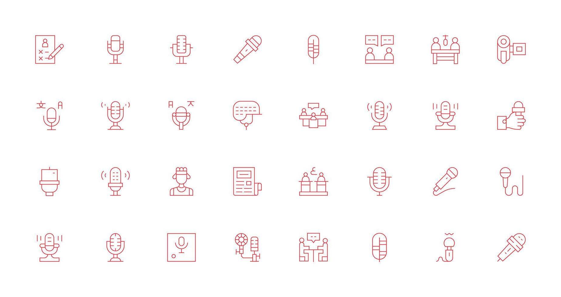 32 Thin Line Icons for Interview Graphics Fully Editable Icon Set for Web vector