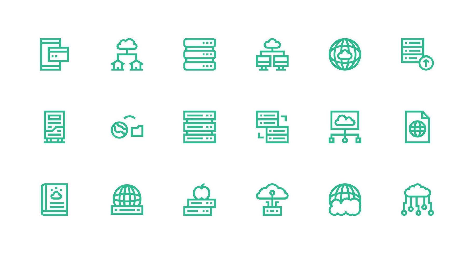 Strong Stroke Line Style Hosting Icons with 18 Vectors Customizable Icon Series for Mobile Screens