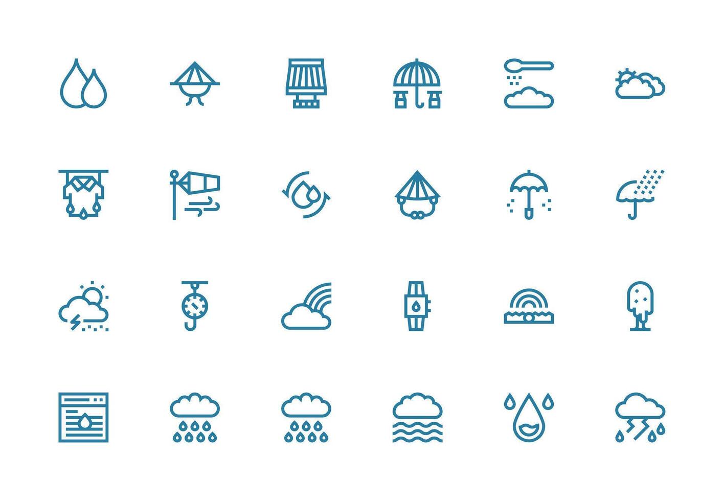 24 Icons for Rain in Thick Line Line Format Icons Built for Visual Consistency Pack vector