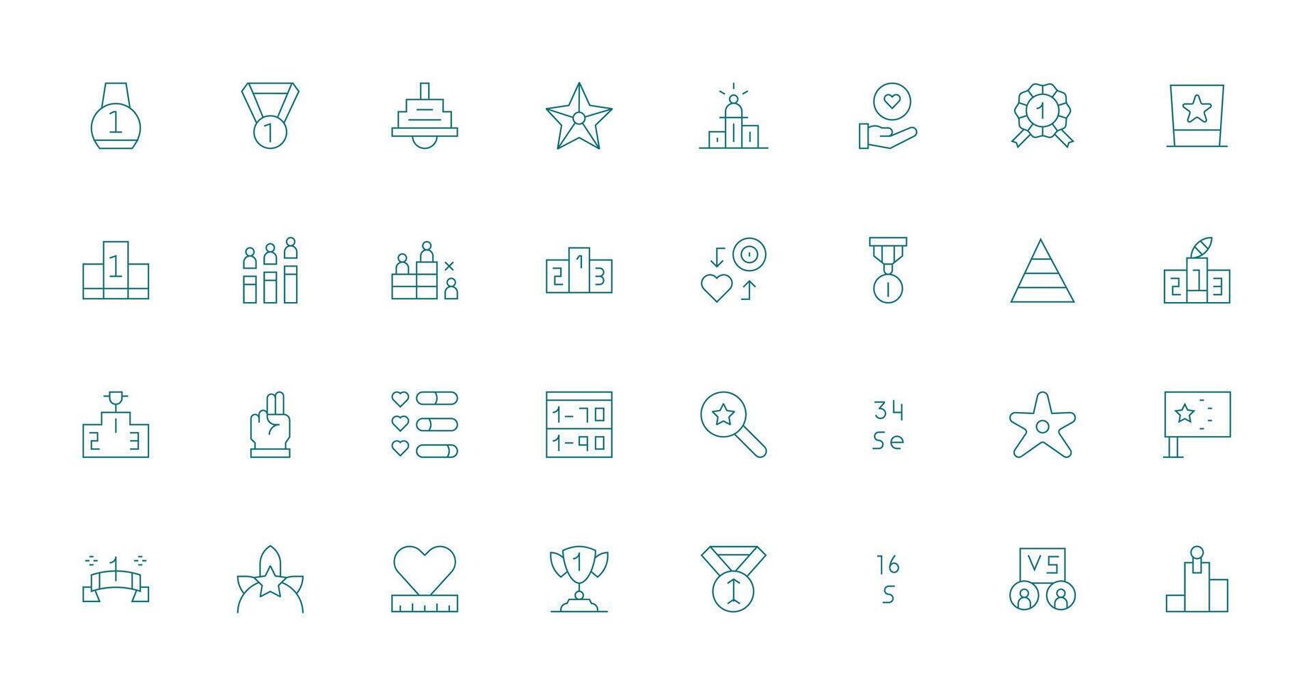Ranking Visual Pack containing 32 Thin Line Icons Complete Icon Bundle for Web Design vector