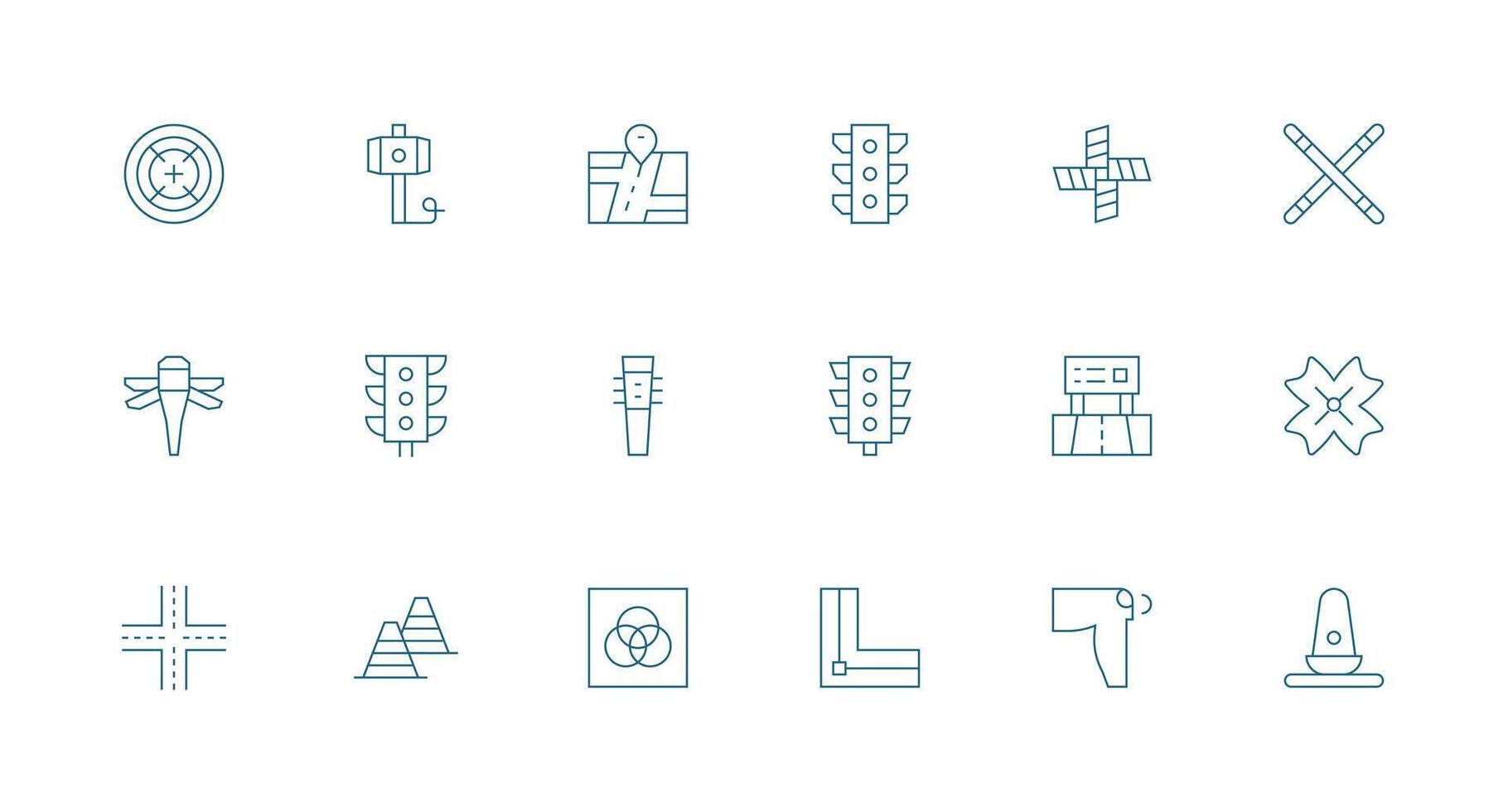 18 Icons for Intersection in Minimal Line Format Web and App Icon Pack Collection vector