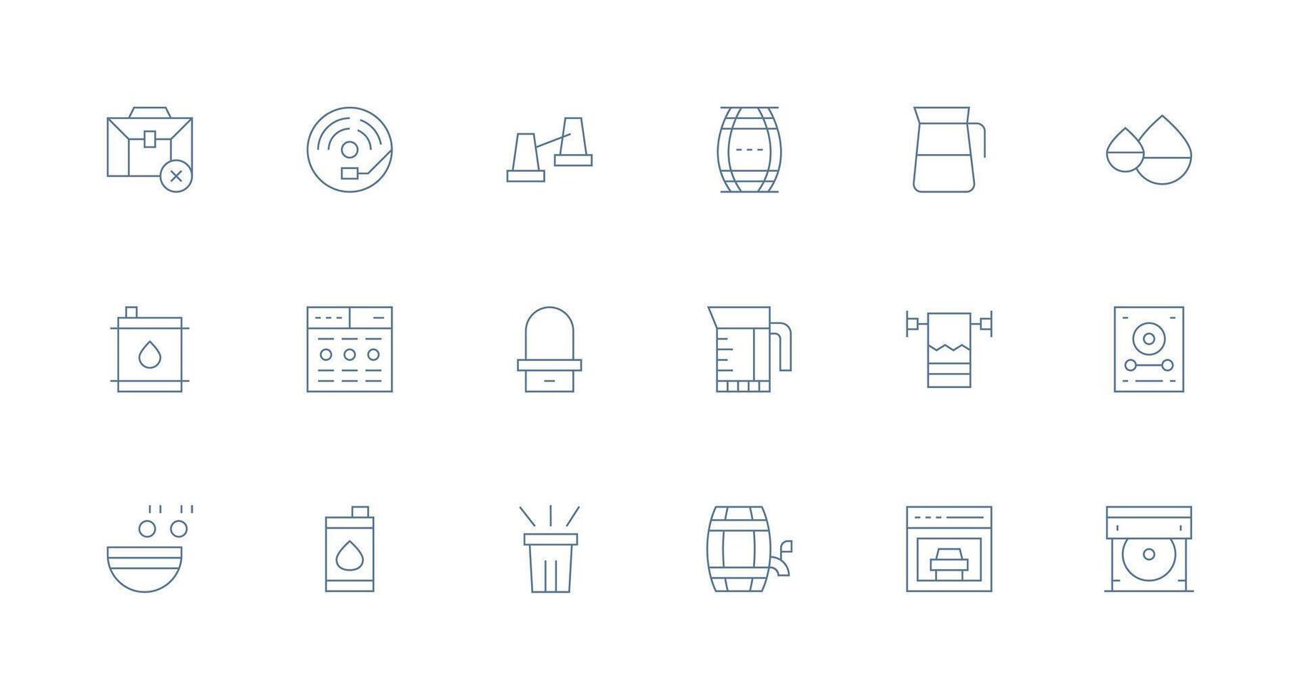 Capacity Icon Set with 18 Minimal Line Graphics Creative Icon Set vector