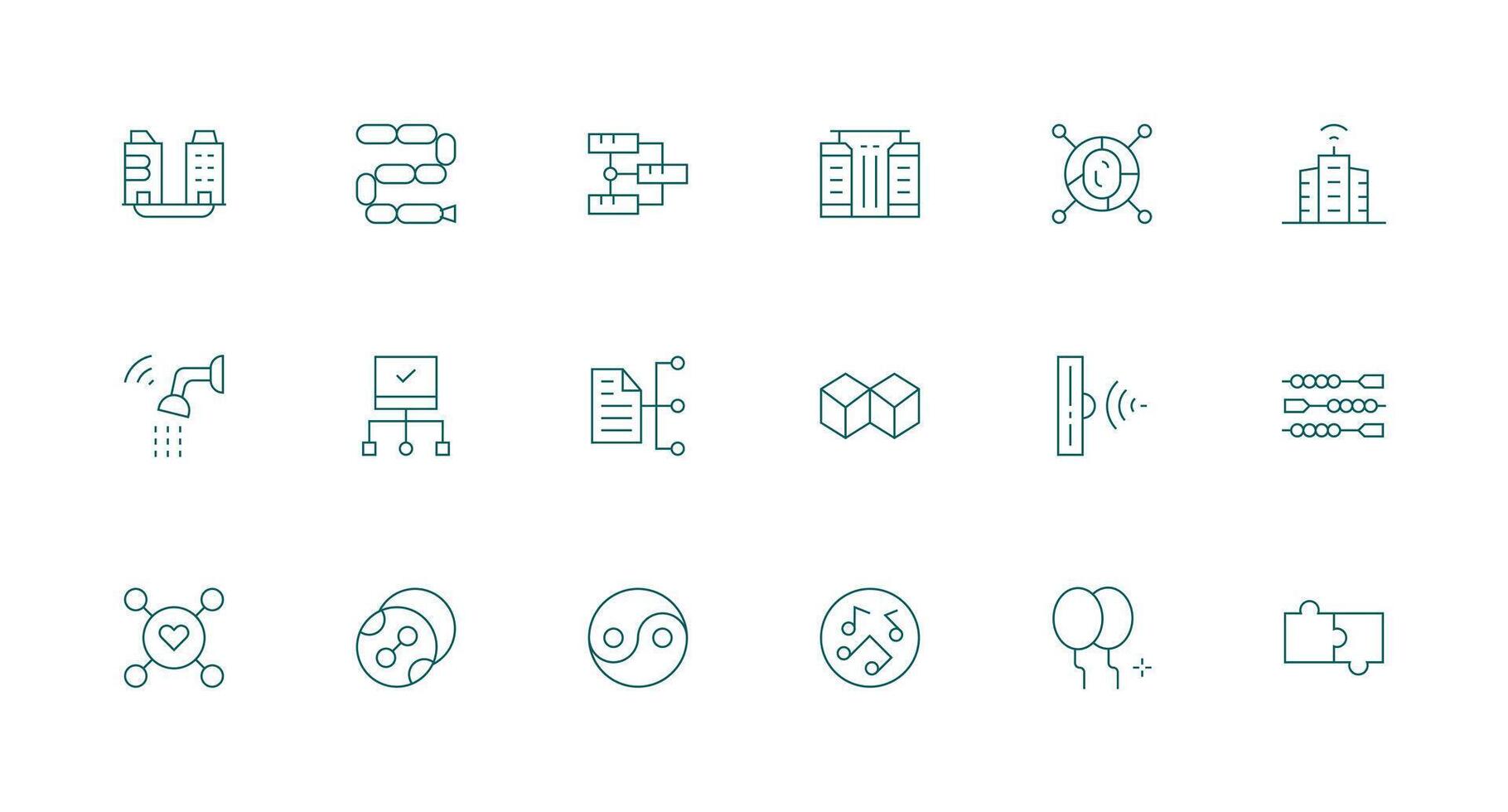 Minimal Line Icons from Connected Set with 18 Vectors Editable Icon Collection