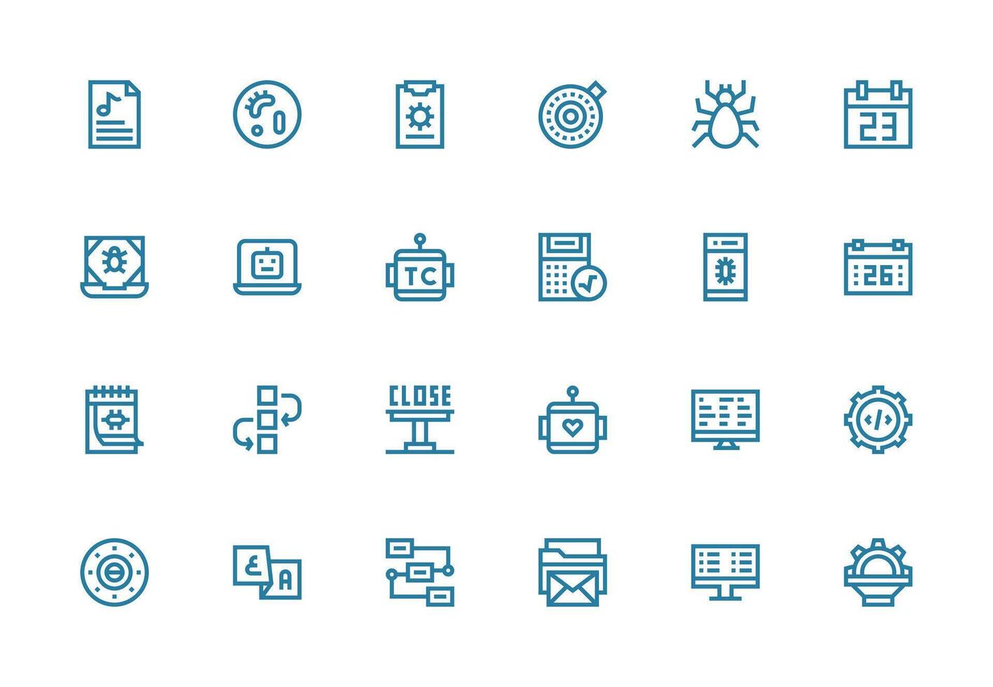 24 grueso línea línea vectores para programa tema reutilizable icono conjunto