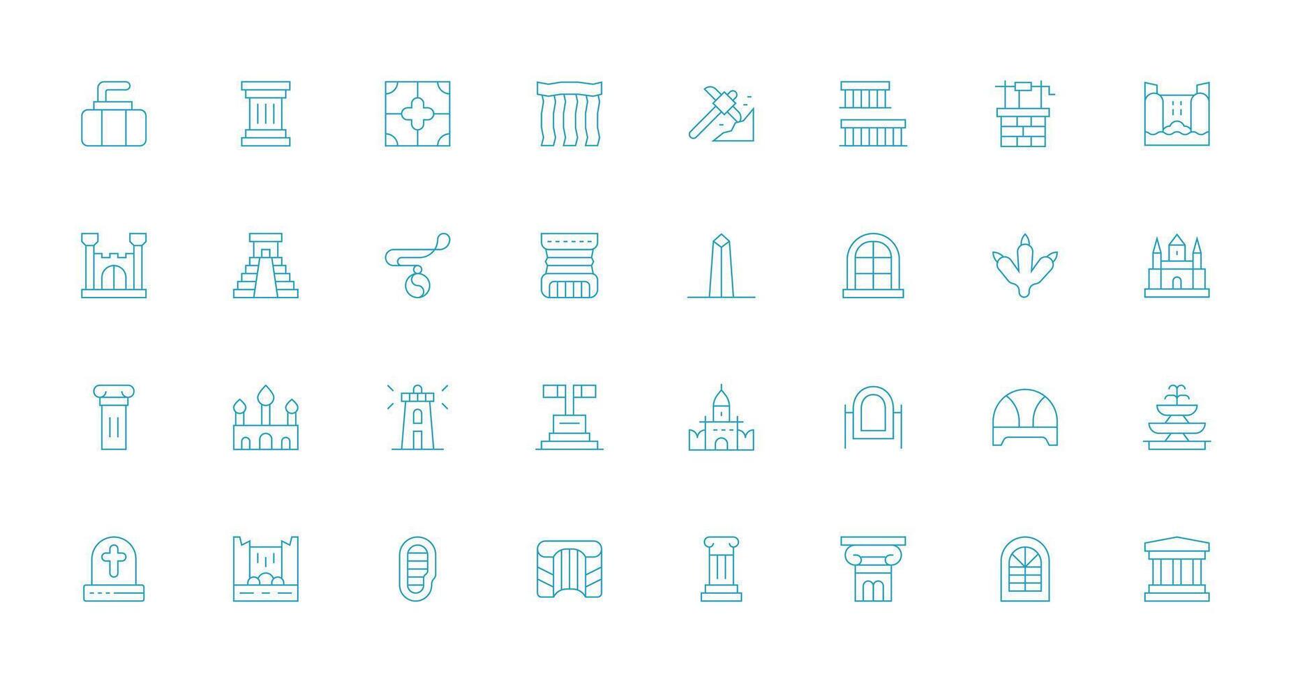 32 Icons for Stone in Thin Line Format Neatly Designed Icons for Web Platforms vector