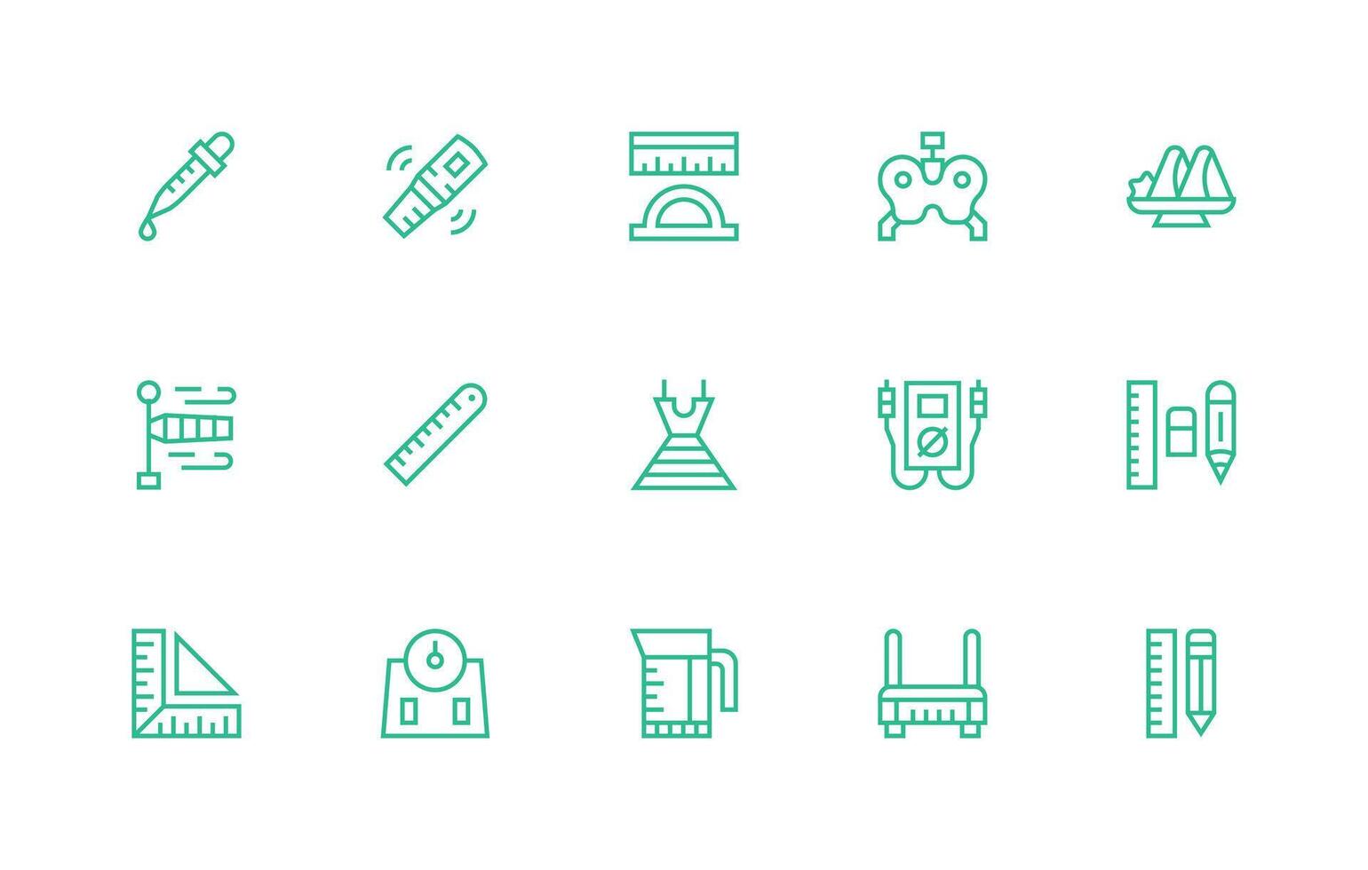 Measuring Icon Collection with 15 Regular Line Designs Interface Icons for Daily Use vector