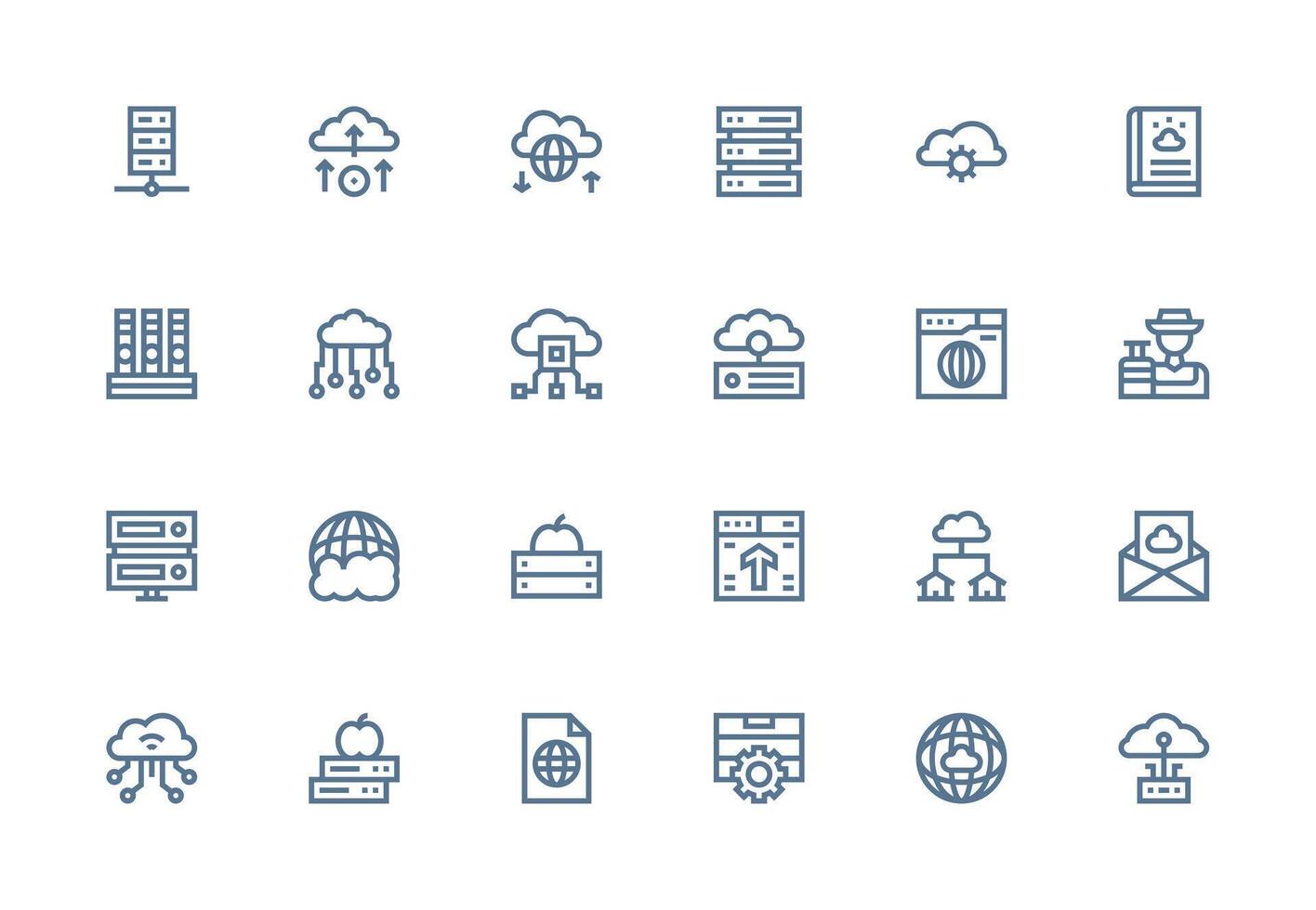Hosting featuring 24 Icons in Thick Line Line Design Clean Icon Collection for Web Use vector