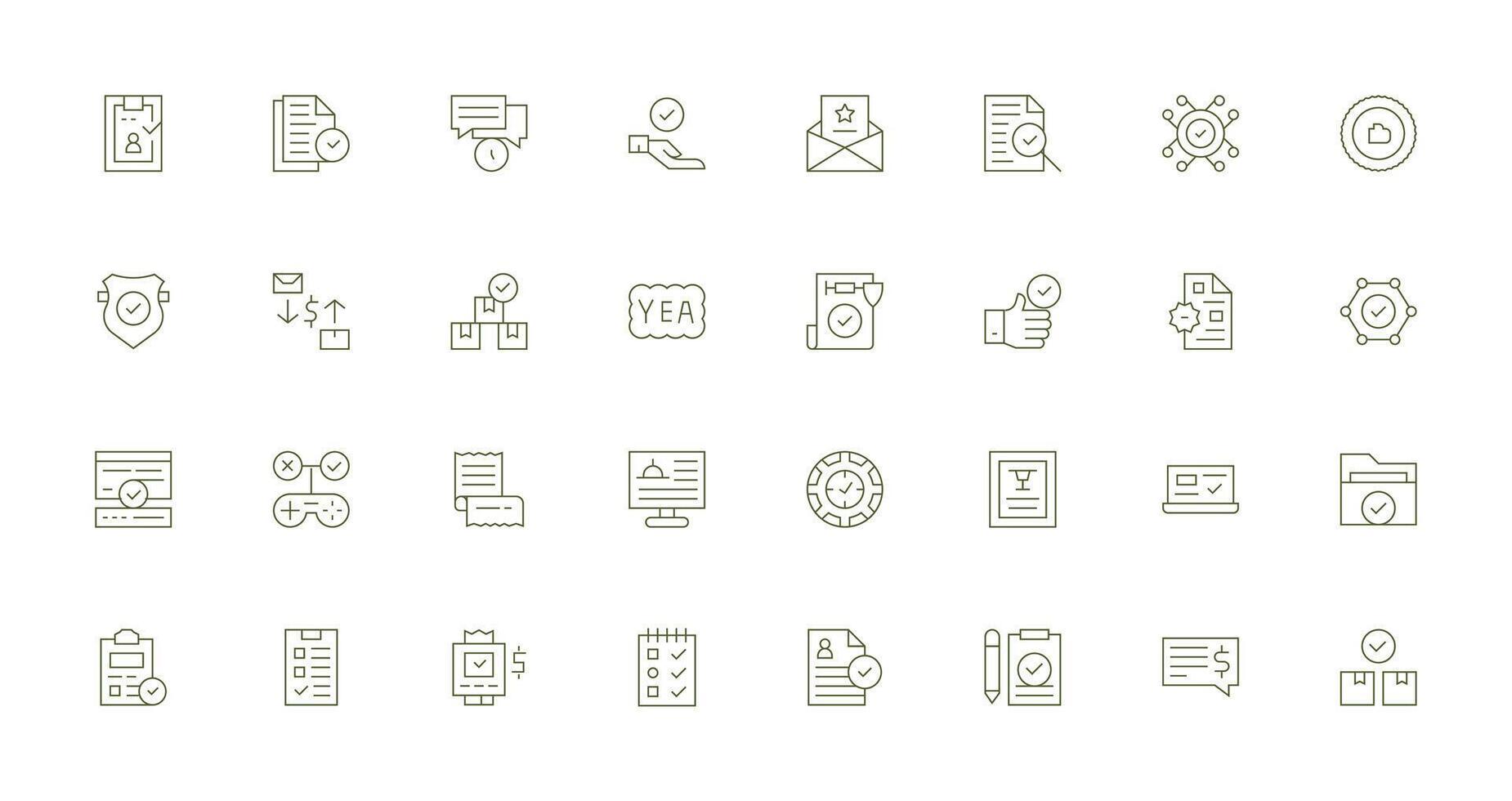 Confirmation Icon Set with 32 Thin Line Graphics Modern Icon Set vector