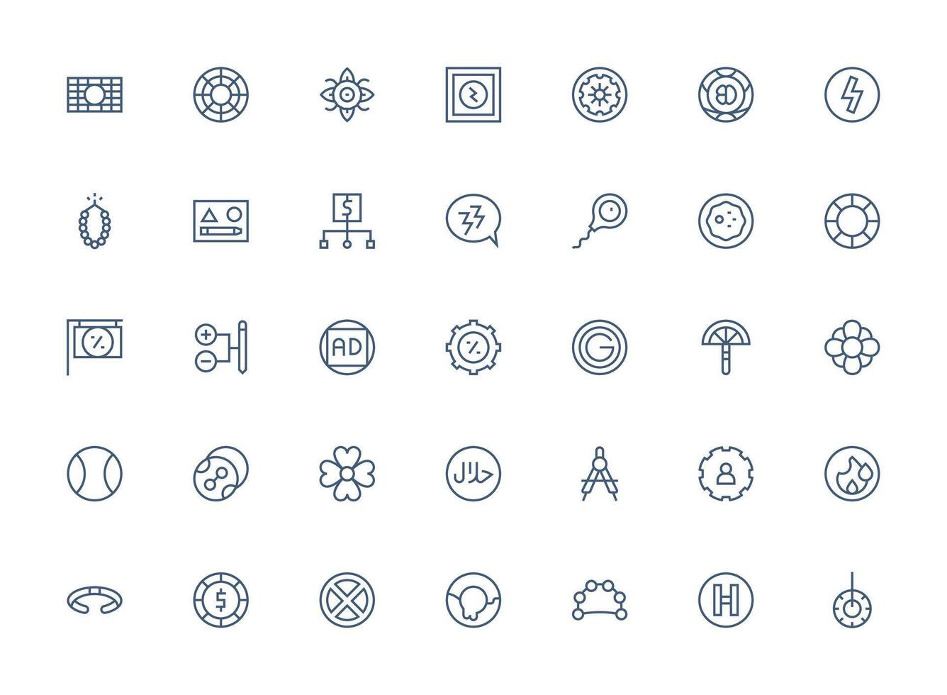 Regular Clean Line Icons from Circle Set with 35 Vectors Reusable Icon Set