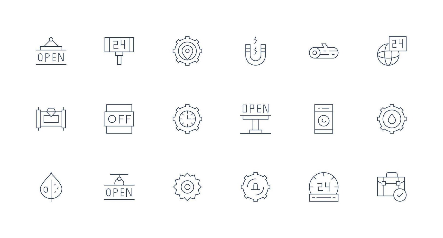 Operational Design Icons featuring 18 in Minimal Line Style All-Purpose Icon Design Pack vector