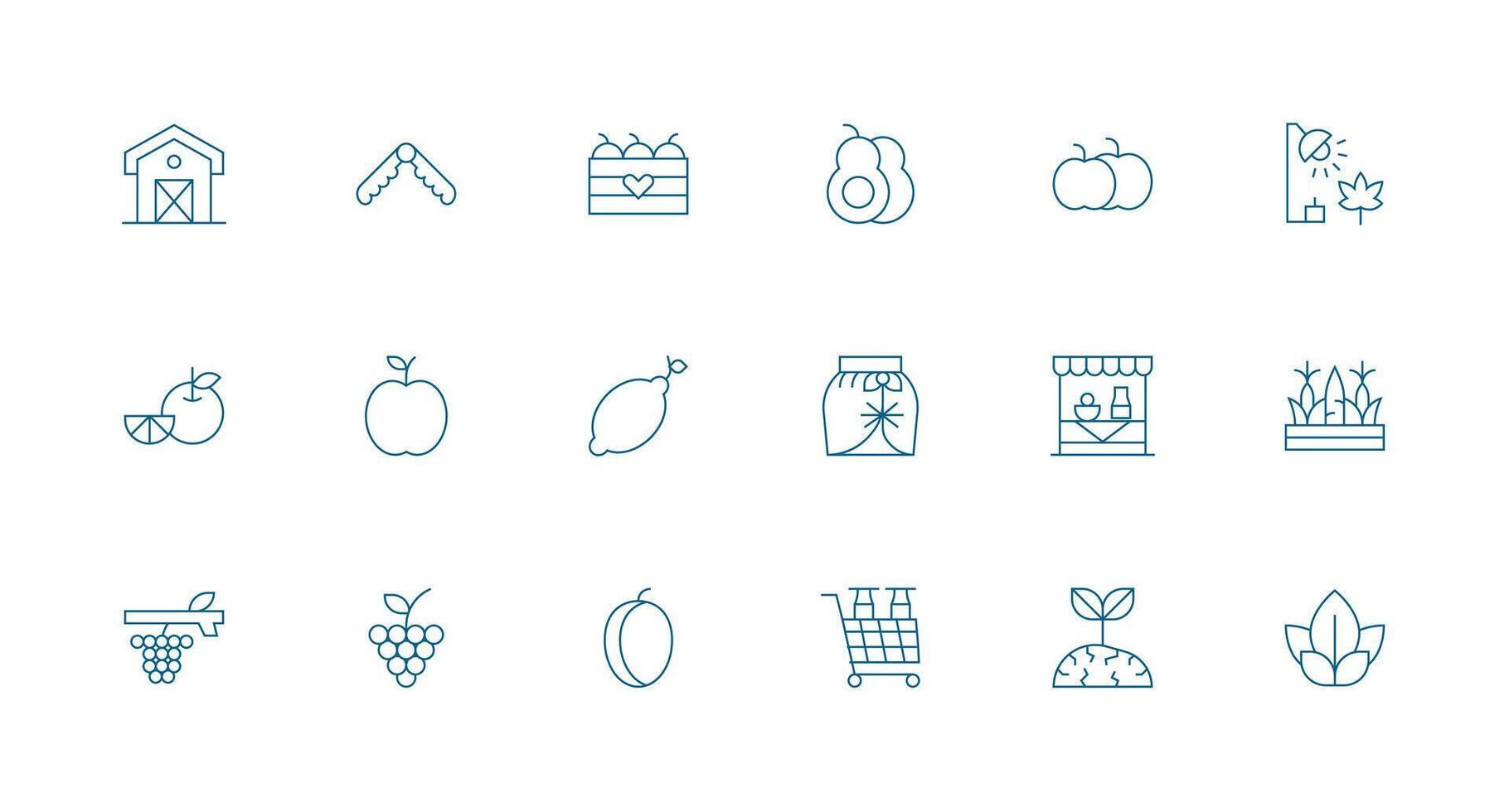 18 Minimal Line Icons for Produce Graphics Icon Set for Web vector