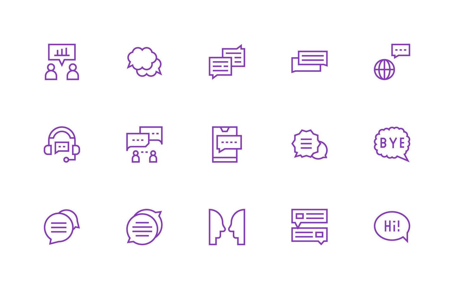 15 Regular Line Vectors for Conversation Theme Neutral Style Icons for Any Project