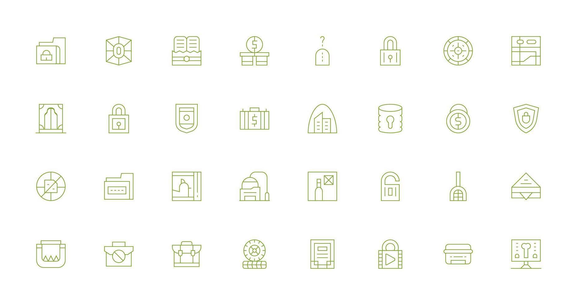 32 Thin Line Icons for Vault Graphics Essential Icons for Rapid UI Building vector