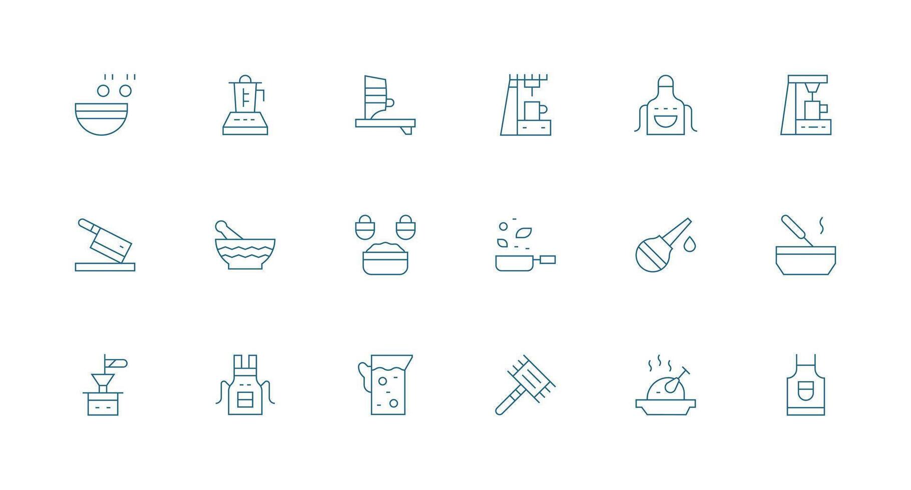 Preparation Design Icons featuring 18 in Minimal Line Style Core Icon Collection for Daily Tasks vector