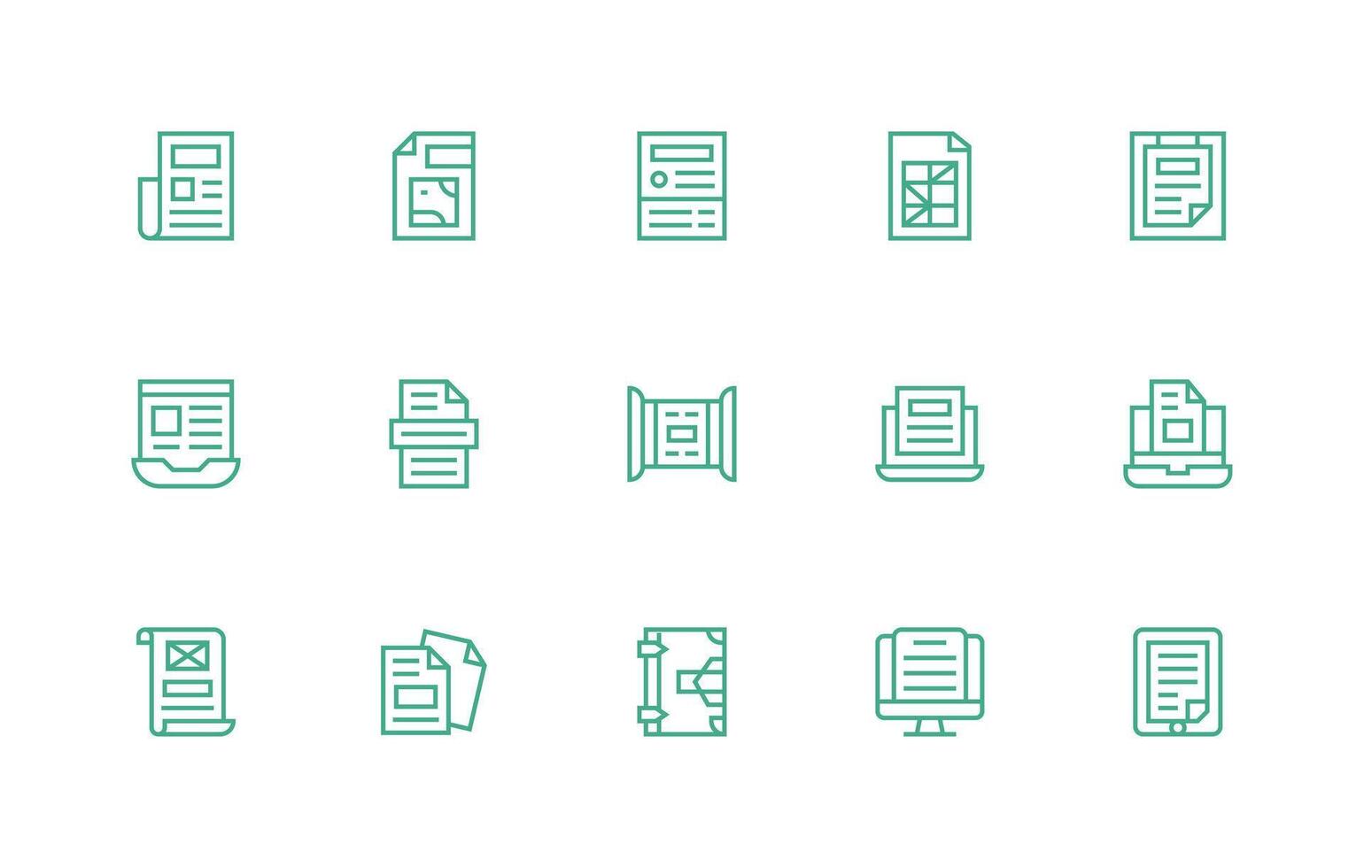 pdf diseño íconos presentando 15 en regular línea estilo completar icono haz para web diseño vector