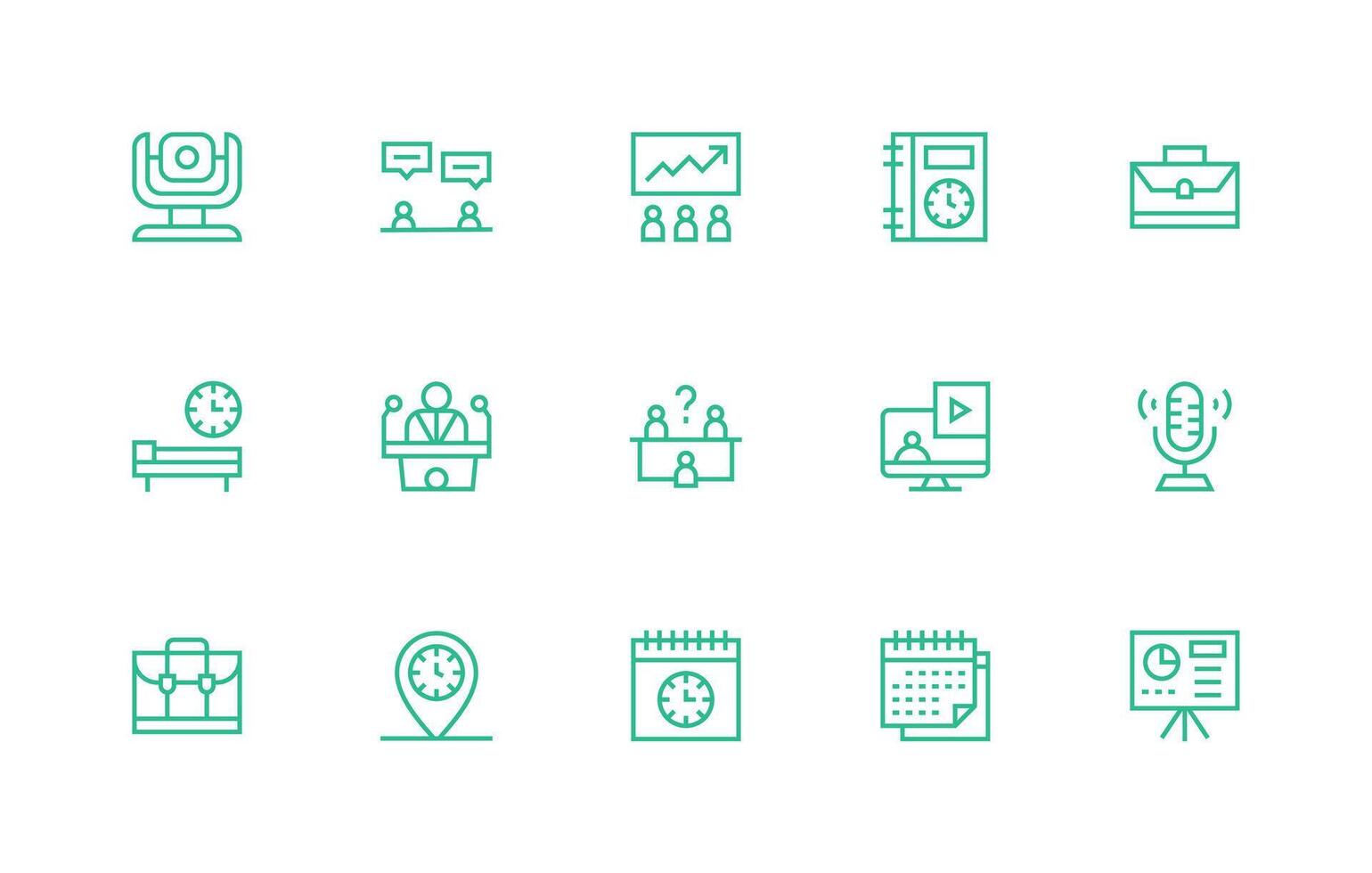 15 Regular Line Designs for Meeting Icons UI Icon Set vector