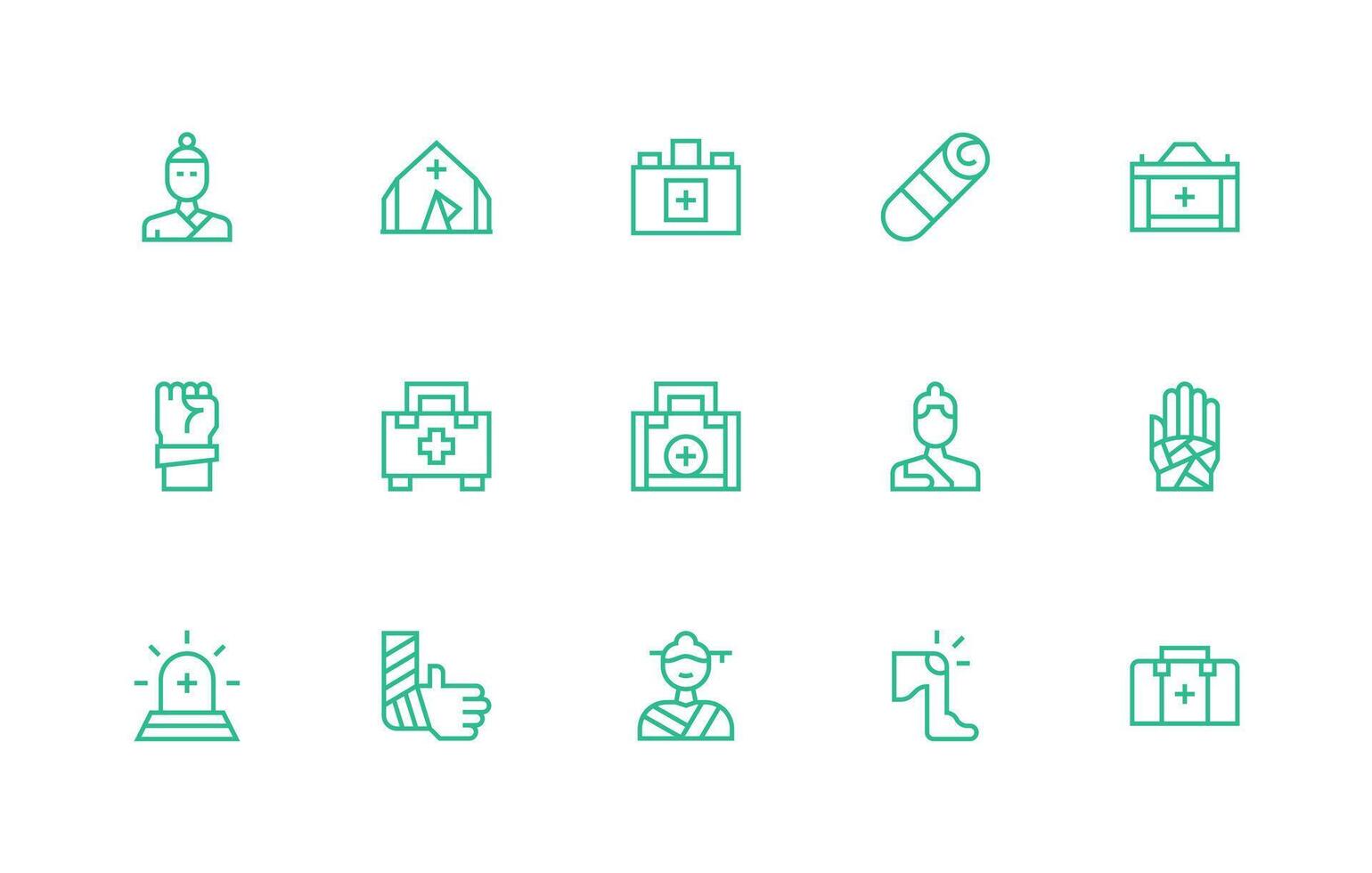 Trauma Design Icons featuring 15 in Regular Line Style Modern Line and Glyph Icon Series vector