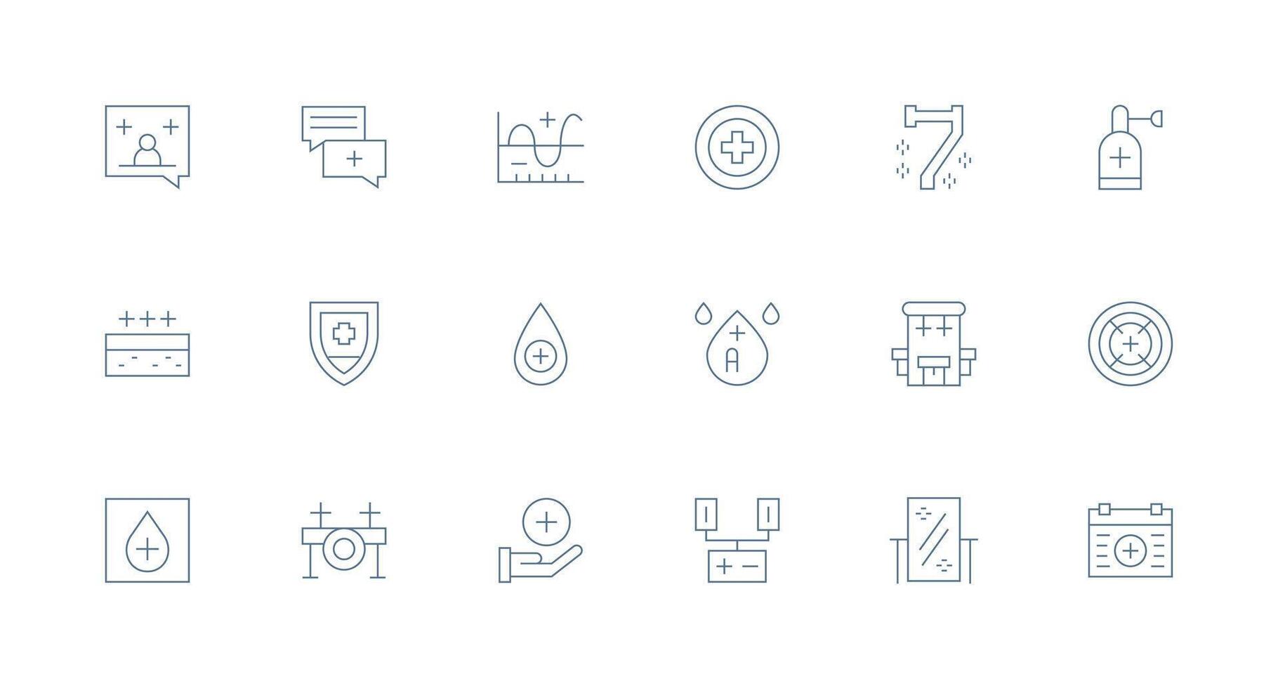 Plus Icon Collection with 18 Minimal Line Designs Balanced Icon Set for Functional Design vector