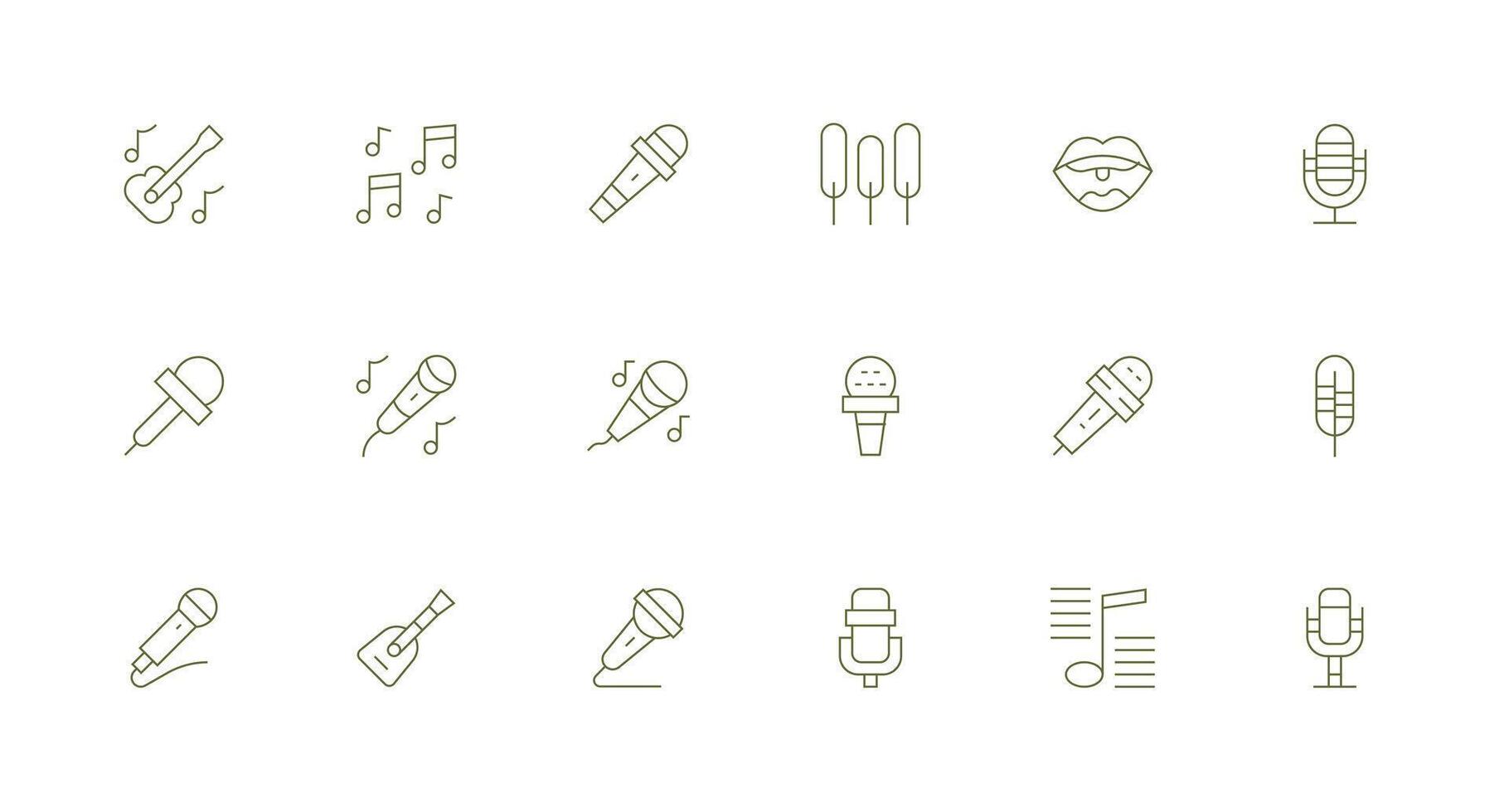18 Minimal Line Icons for Vocal Graphics Interface Icon Collection vector