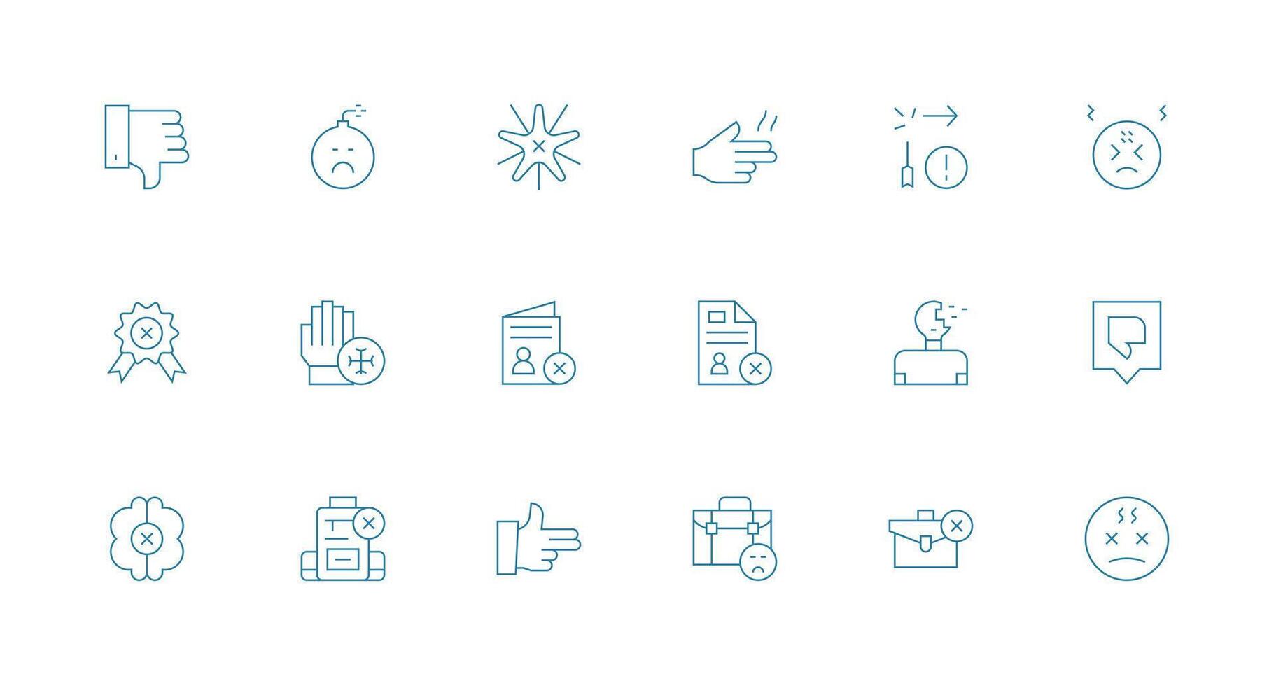 18 Icons for Unsuccessful in Minimal Line Format Icon Pack for UI vector