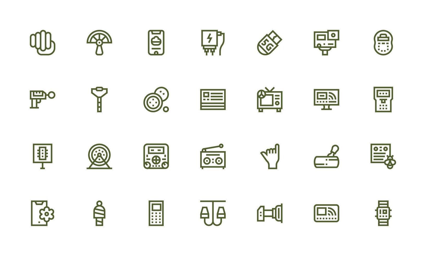 28 Icons for Device in Bold Line Format Clean Set for Layout Prototypes vector