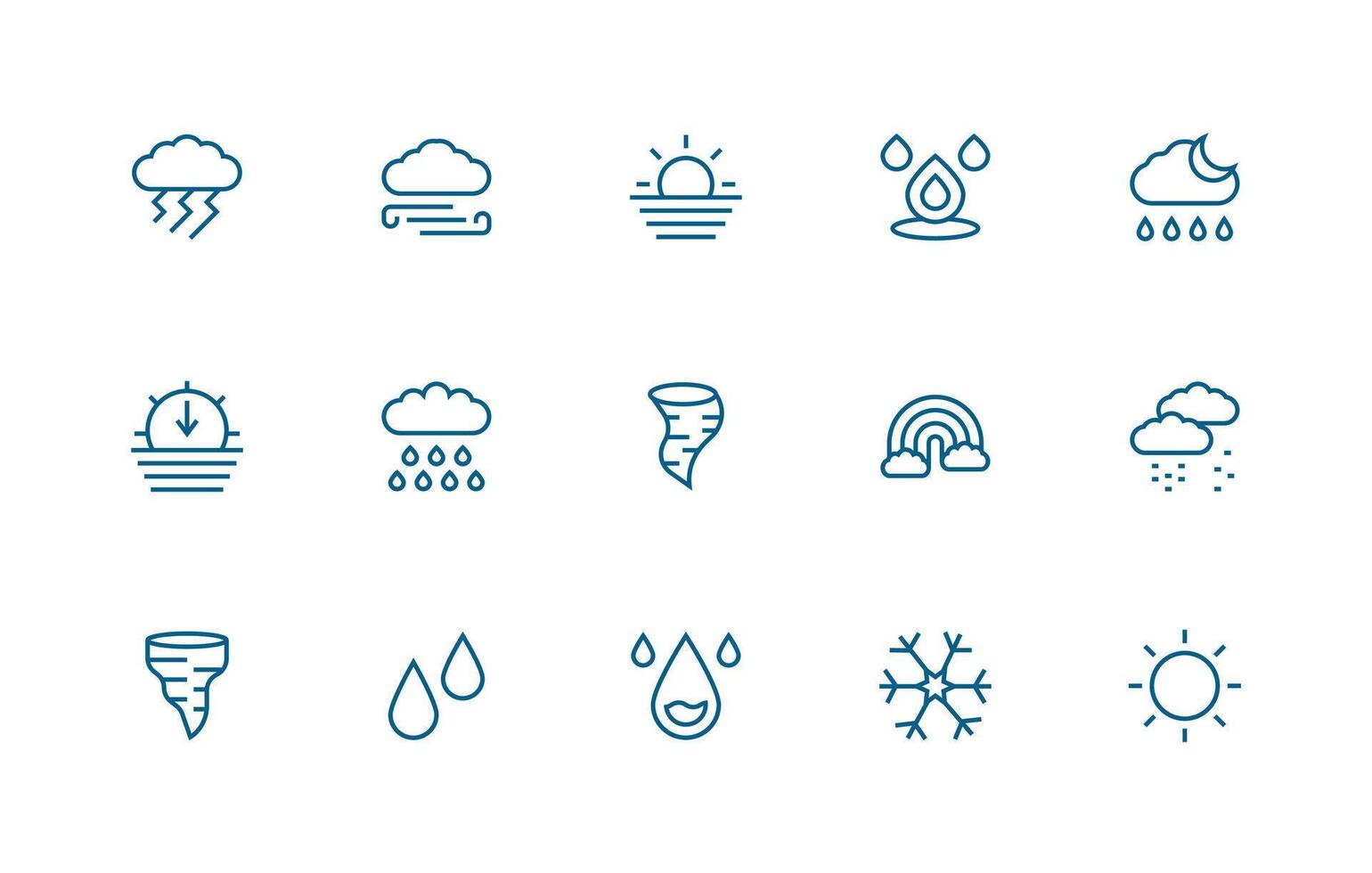 15 Weather Icon Icons in Regular Line Aesthetic Full Icon Library for UI Designers vector