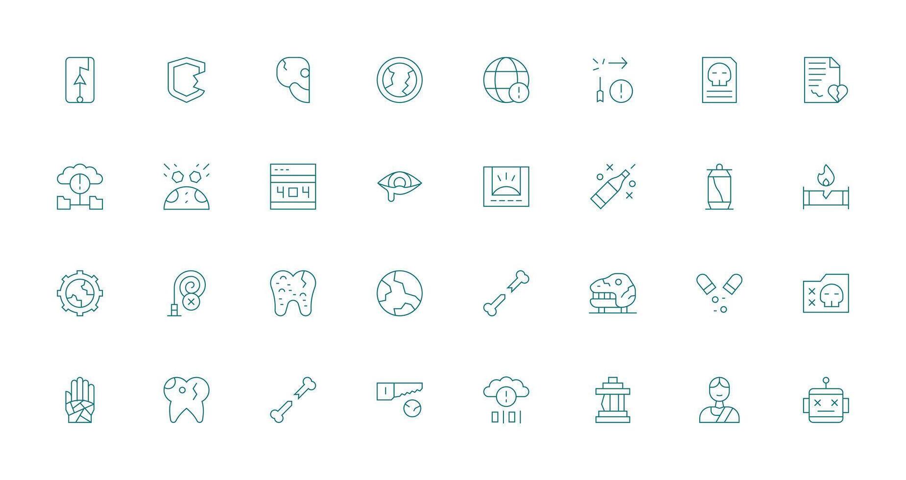 Thin Line Icons from Broken Set with 32 Vectors Scalable Icons for All Themes