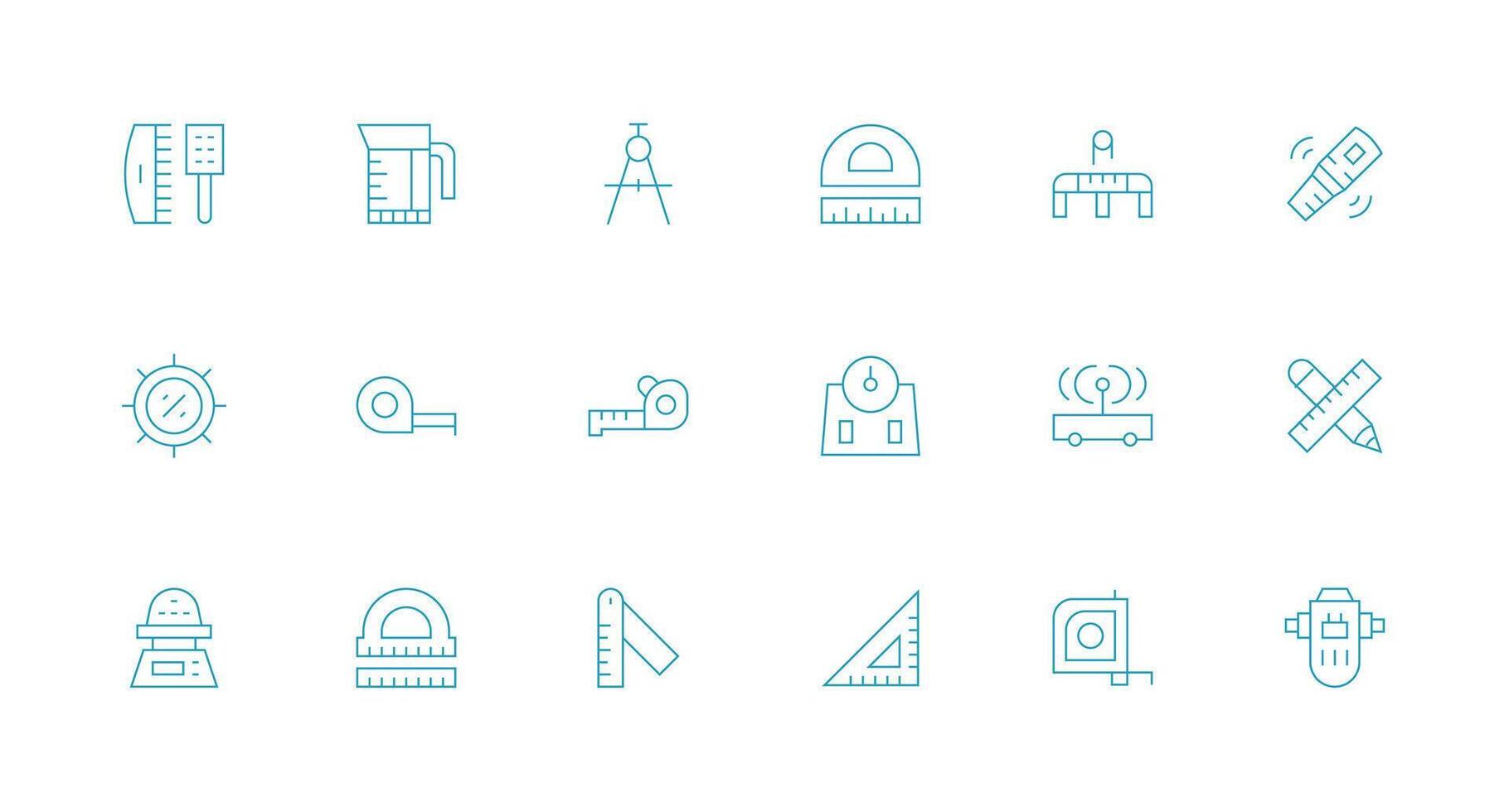 Measuring Icon Set with 18 Minimal Line Graphics Fully Editable Icon Set for Web vector