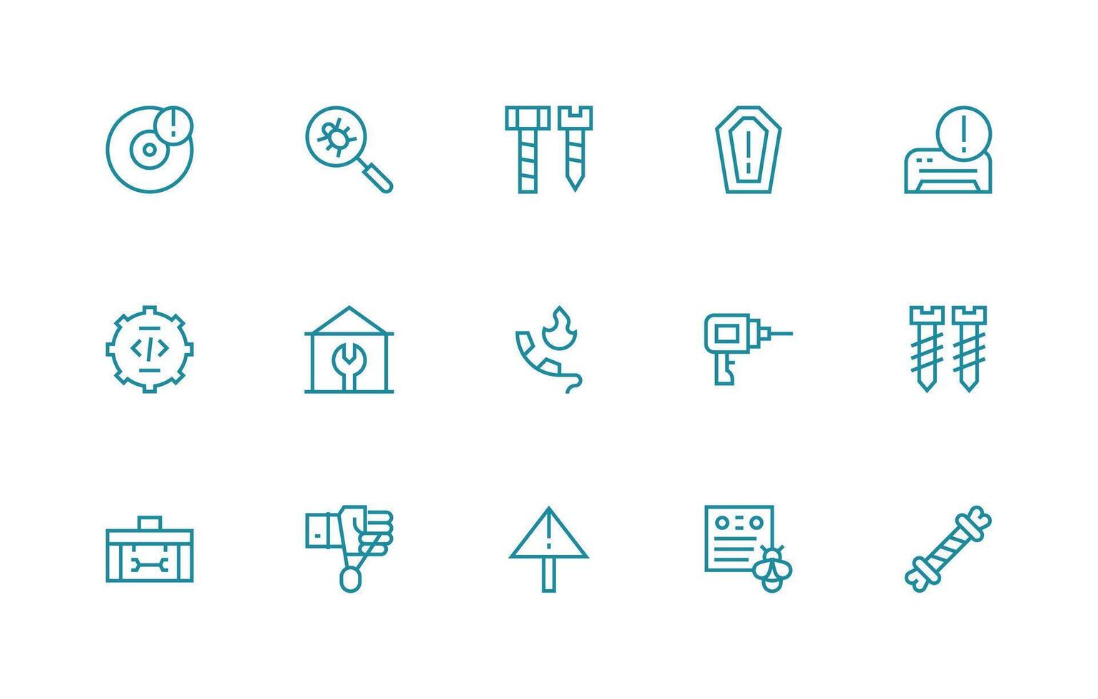 Fix Icon Set with 15 Regular Line Graphics Reliable Icons for All Interfaces vector