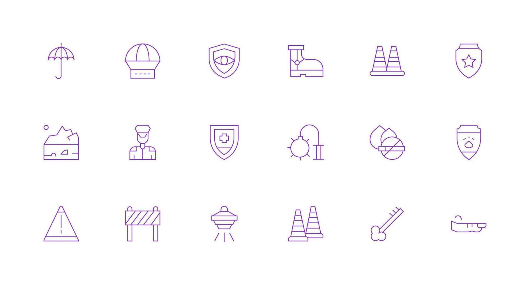 Safety Icon Collection with 18 Minimal Line Designs Clean Icon Collection for Web Use vector